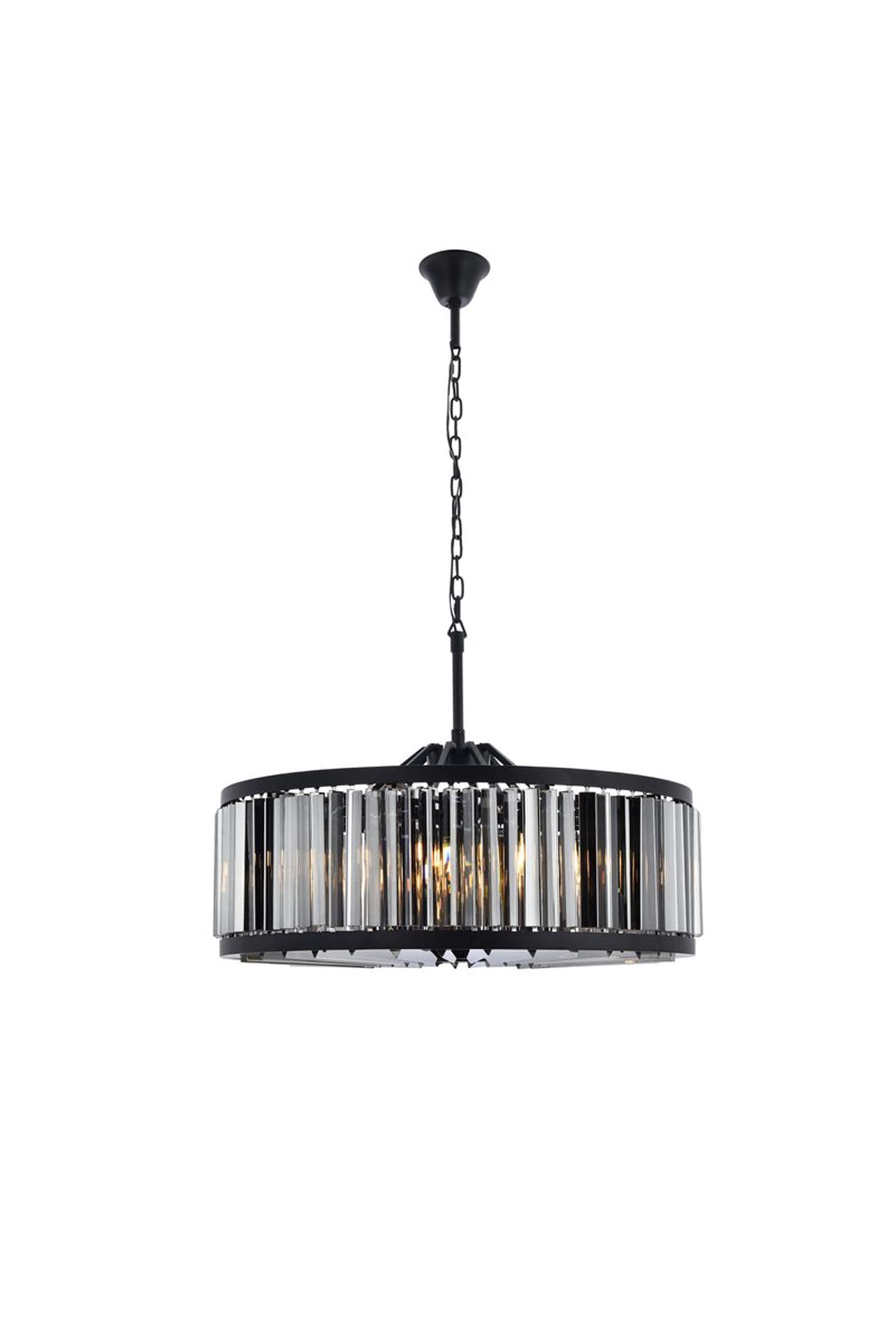Elegant Lighting Chelsea Collection 1203D35MB-SS/RC 10-Light Pendant Lamp with Royal Cut Silver Shade Crystals, Mocha Brown Finish