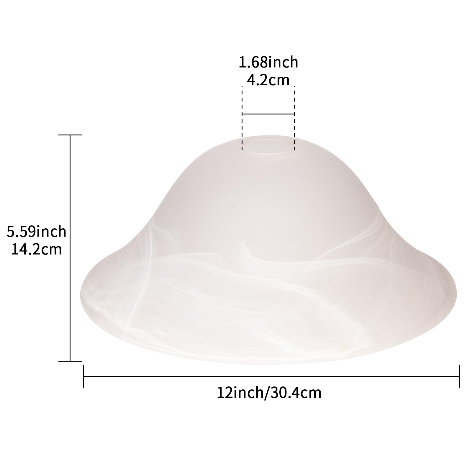 HonoDing Glass Lamp Shade Replacement for E26 Socket Floor Lamps, Alabaster White, Model CX00035