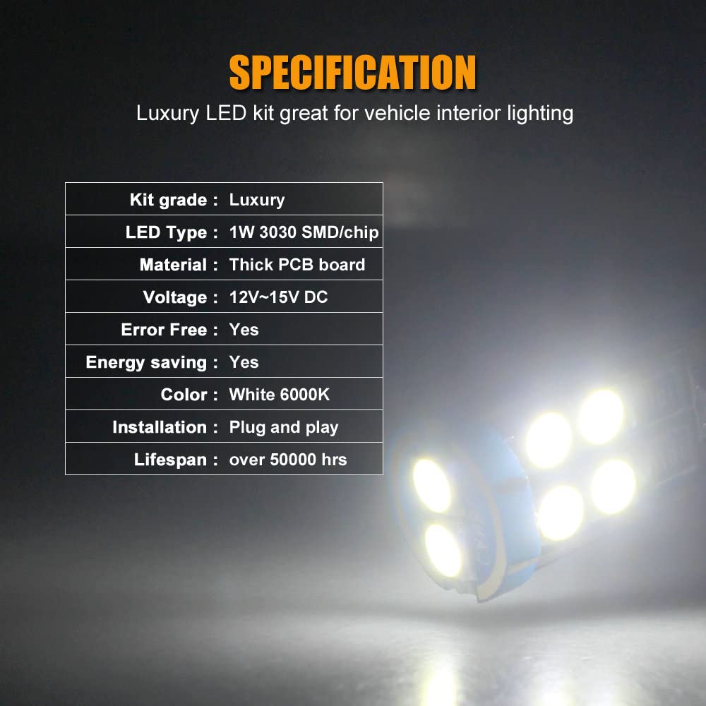 Ebaifun 14-Pc White Led Interior Light Kit Compatible With Chevrolet Chevy Silverado And Gmc Sierra 1999 2000 2001 2002 2003 2004 2005 2006 Map Dome Trunk License Plate Light Bulb Replacement Package