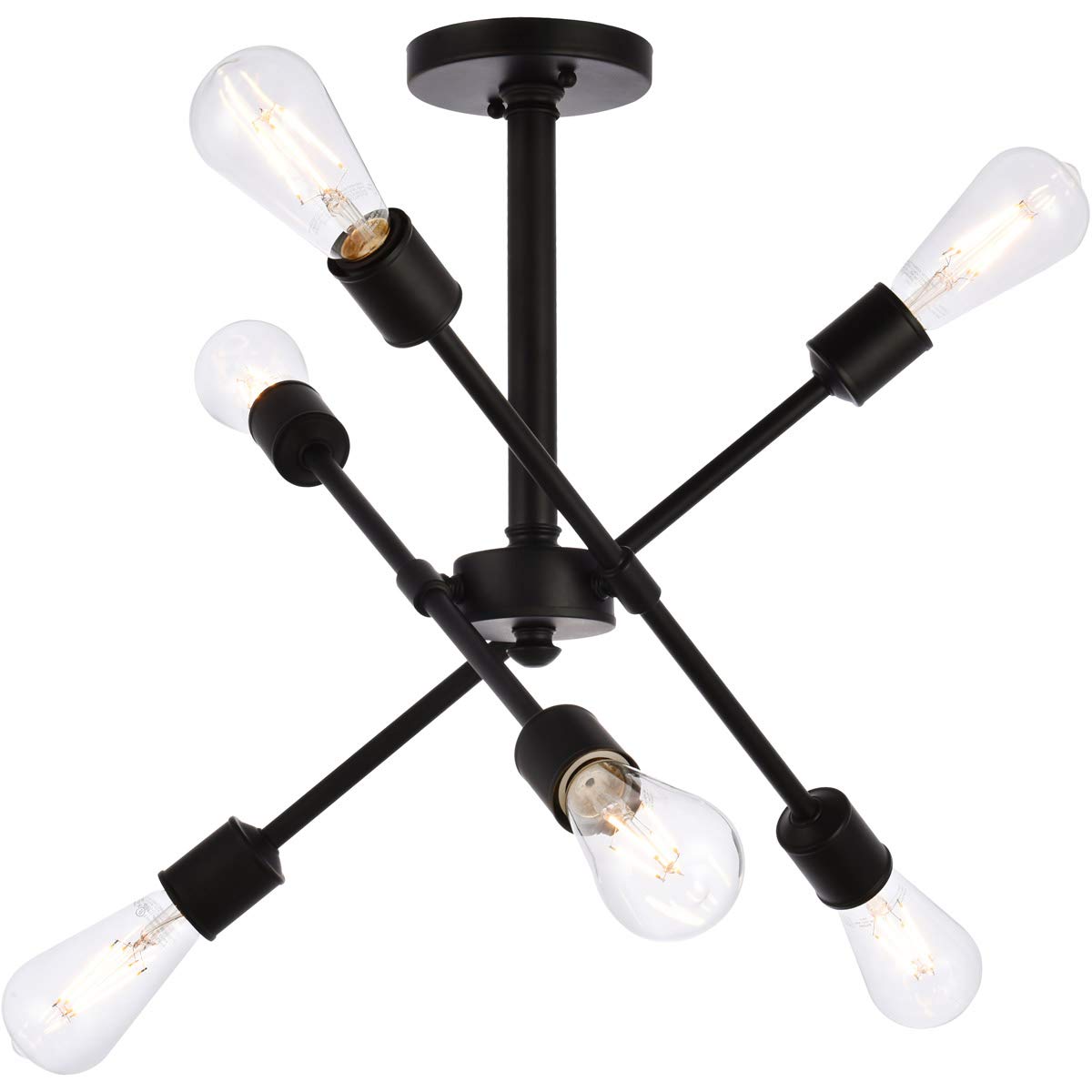 Living District Axel 6-Light Mid-Century Metal Flush Mount in Black