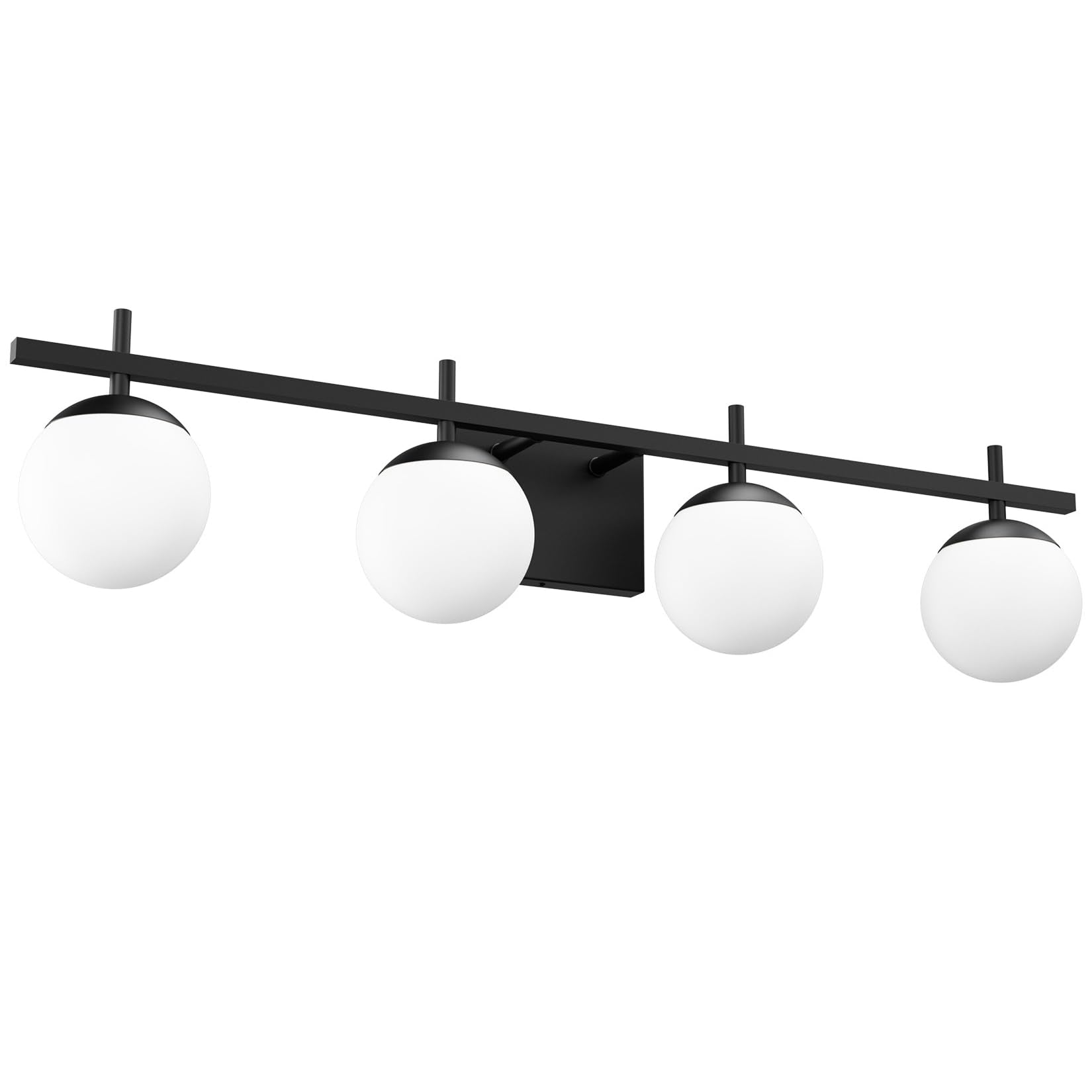 Ralbay Black Vanity Lights 4-Light Matte Black Mid Century Modern Aluminum Wall Light for Bathroom Over Mirror