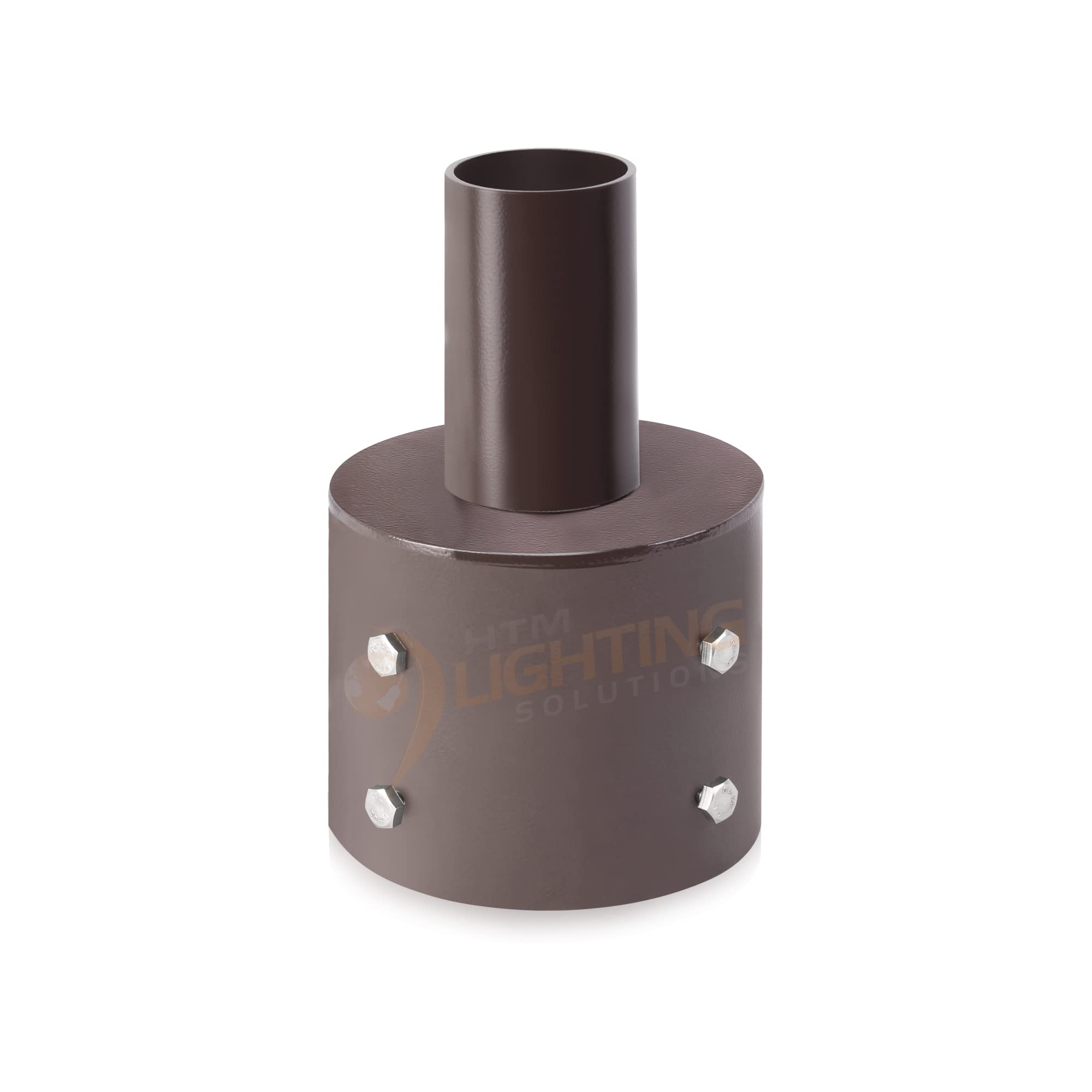 5in Round Pole Mount Bracket Tenon Adaptor with 2-3/8in Single Vertical Tenon for Slip Fitter Mount Outdoor Street Light, Parkin
