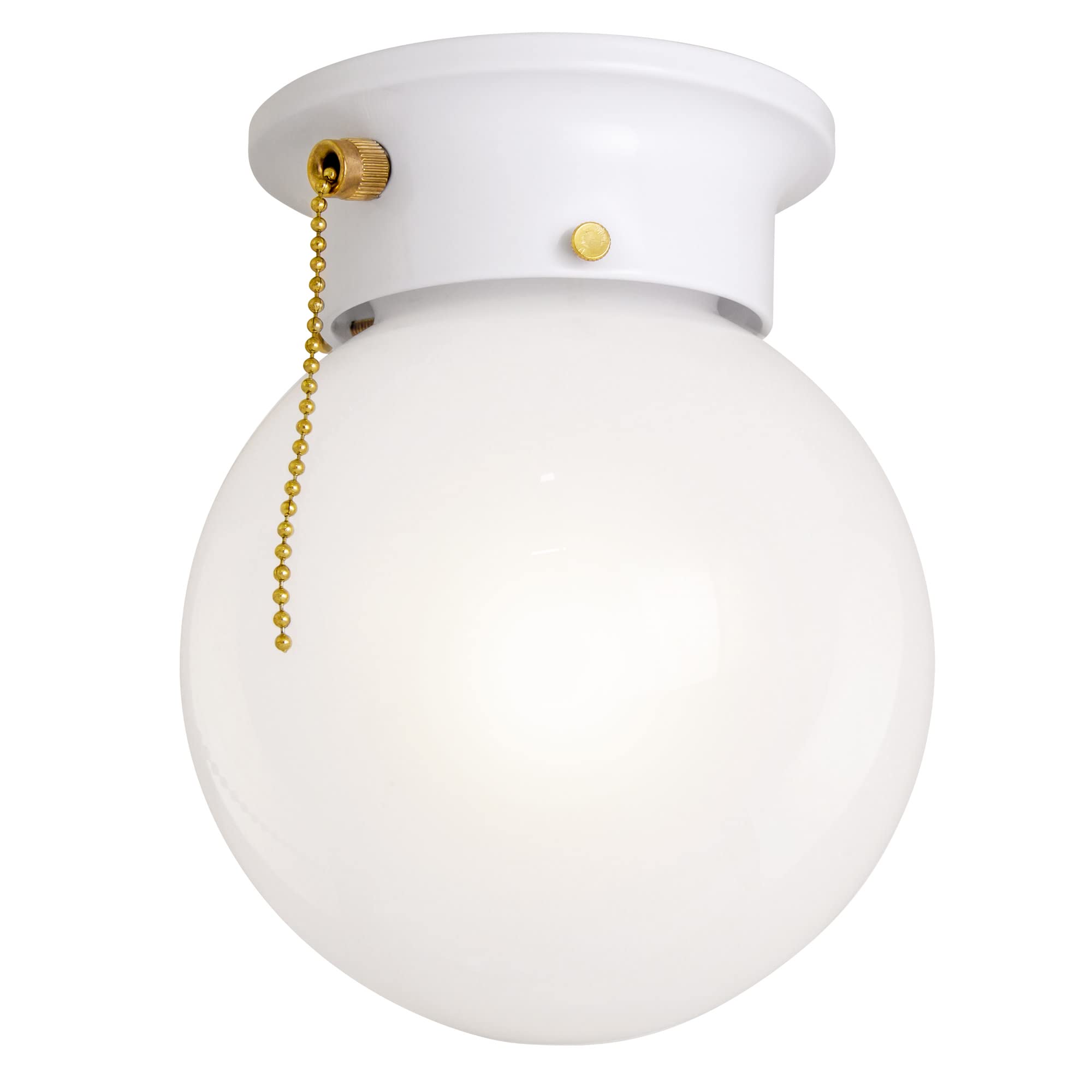 Design House 510040 Traditional 1-Light Indoor Ceiling Flush Mount Dimmable Globe Light Opal Glass For Bedroom Hallway Kitchen D