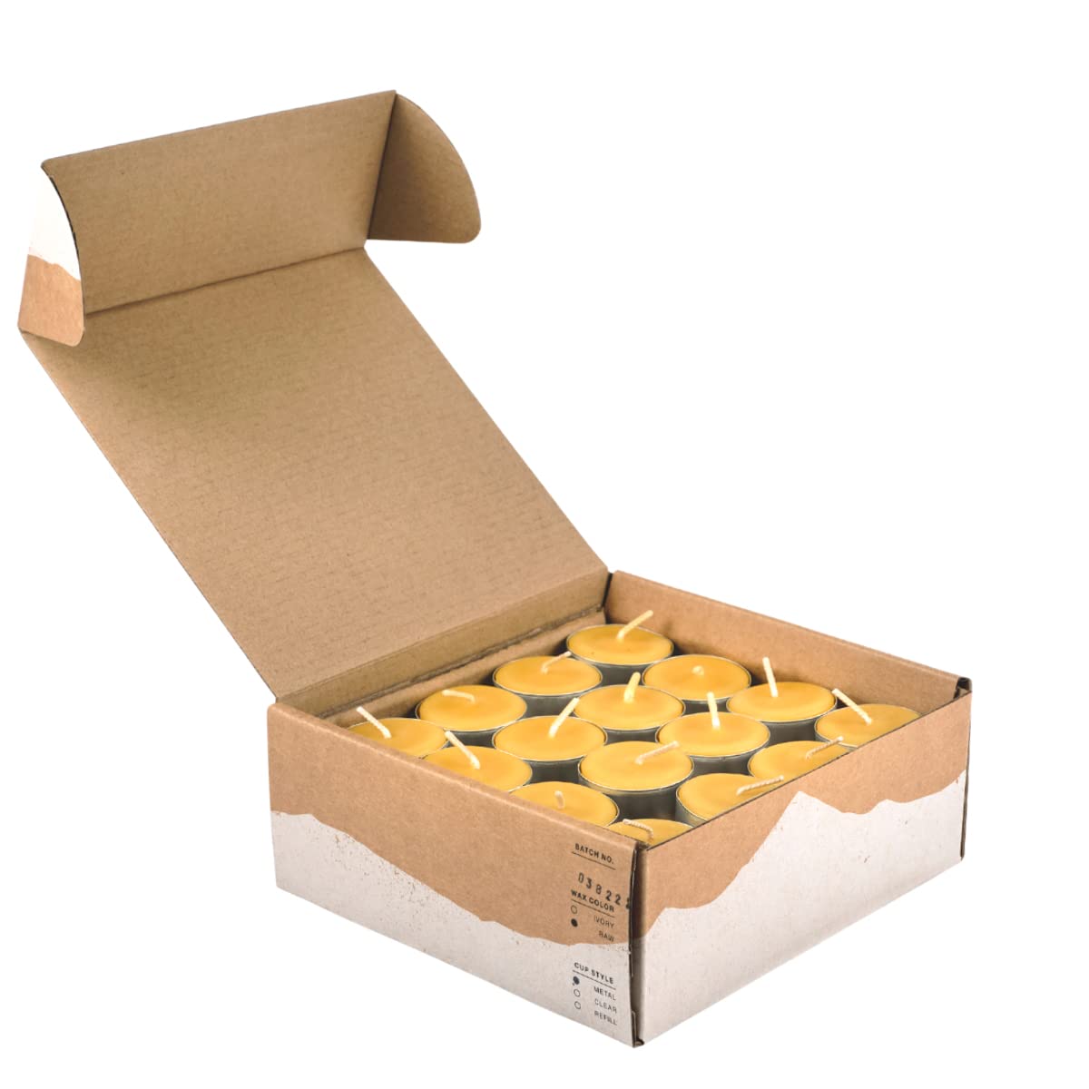 Bluecorn 100% Pure Beeswax Tealight Candles - Natural, Long Burn (4-5 Hours), 48-Pack, Metal Cups, Fragrance-Free