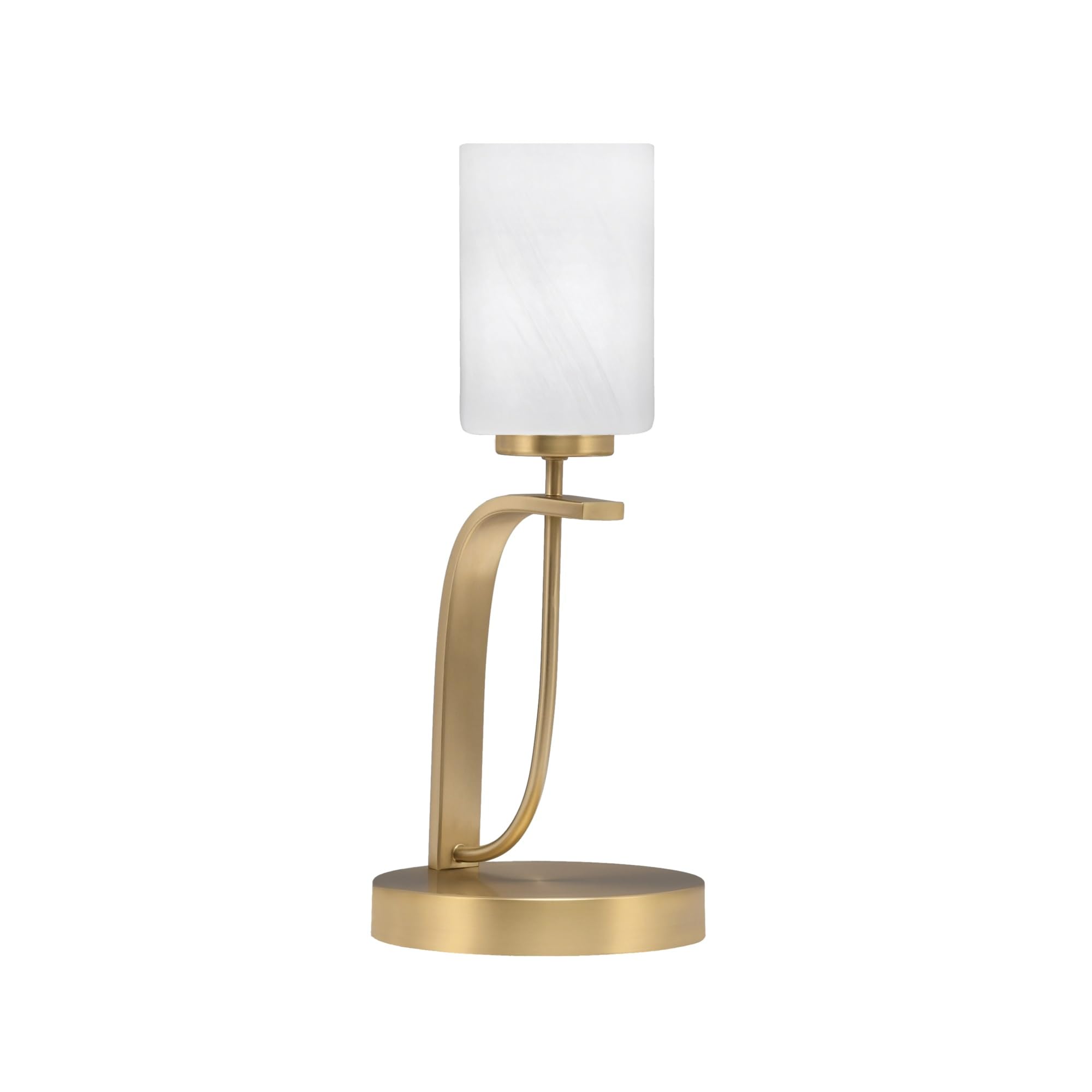 Toltec Lighting Cavella Accent Lamp, 4in White Marble Glass, New Age Brass Finish