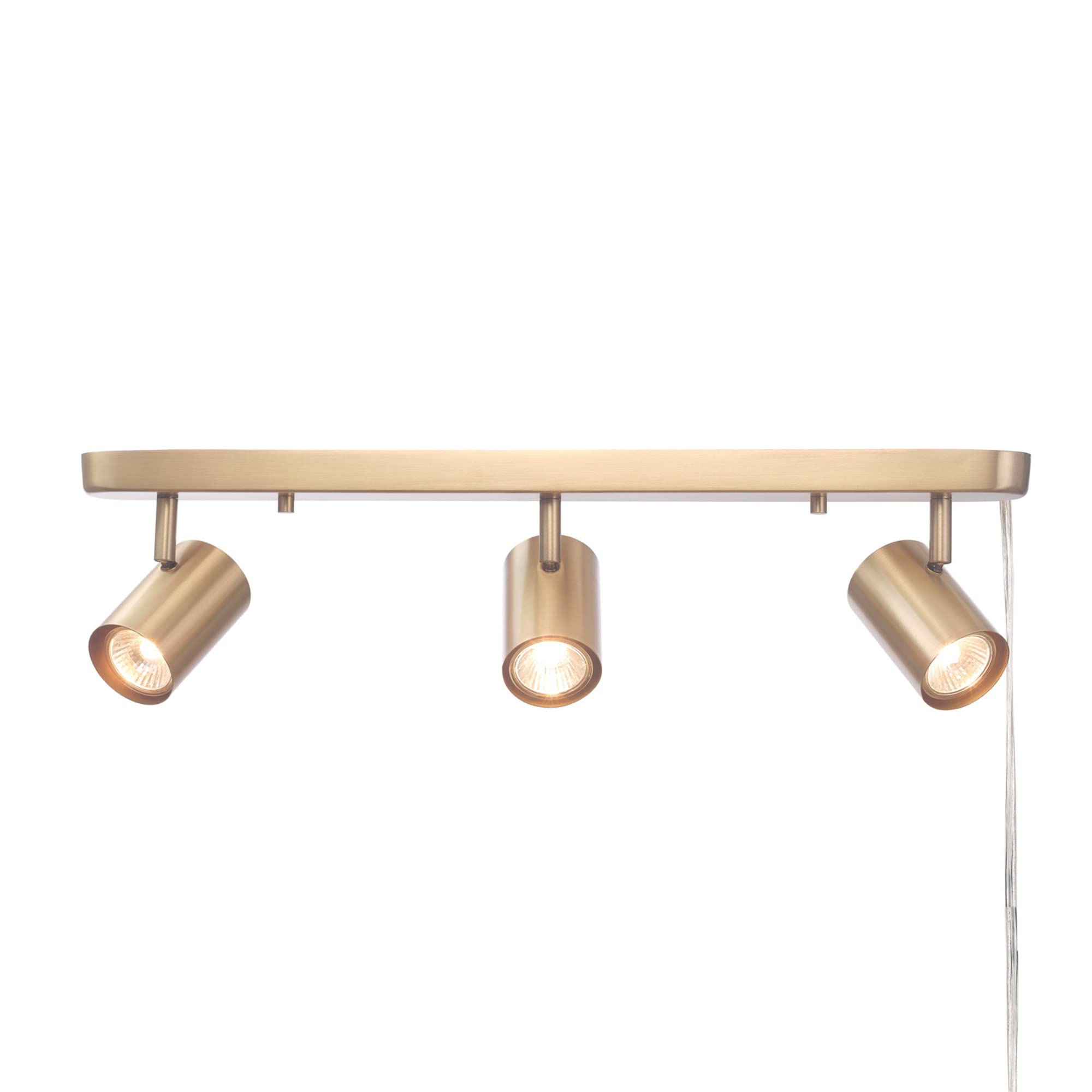 Globe Electric 59469 3-Light Plug-In Track Lighting, Matte Brass, Bulb Not Included