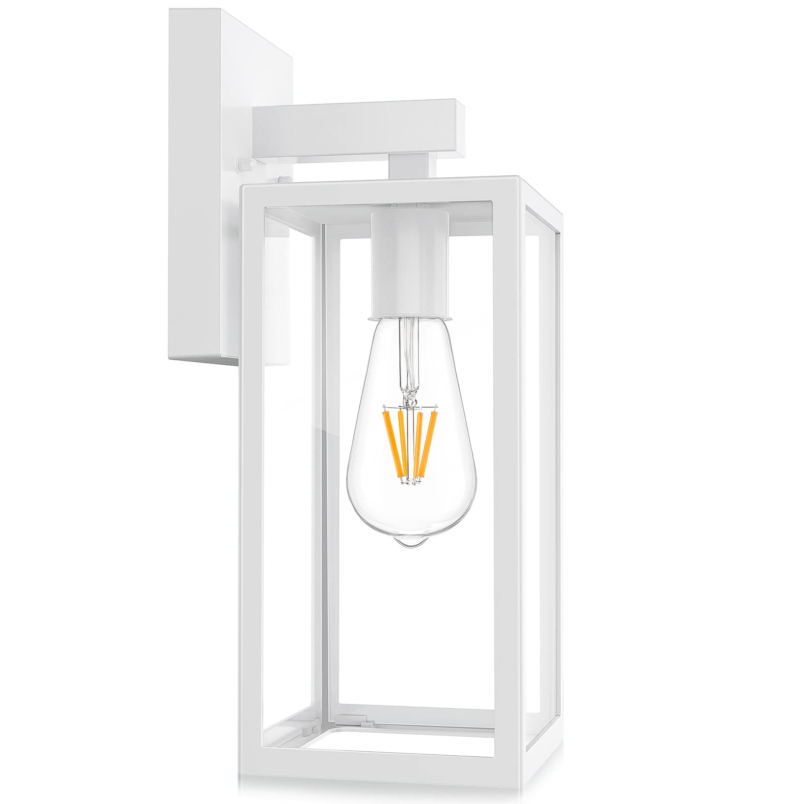 MAXvolador Outdoor Wall Lantern, Exterior Waterproof Wall Sconce Light Fixture, White Anti-Rust MountLights Clear Glass, E26 Por