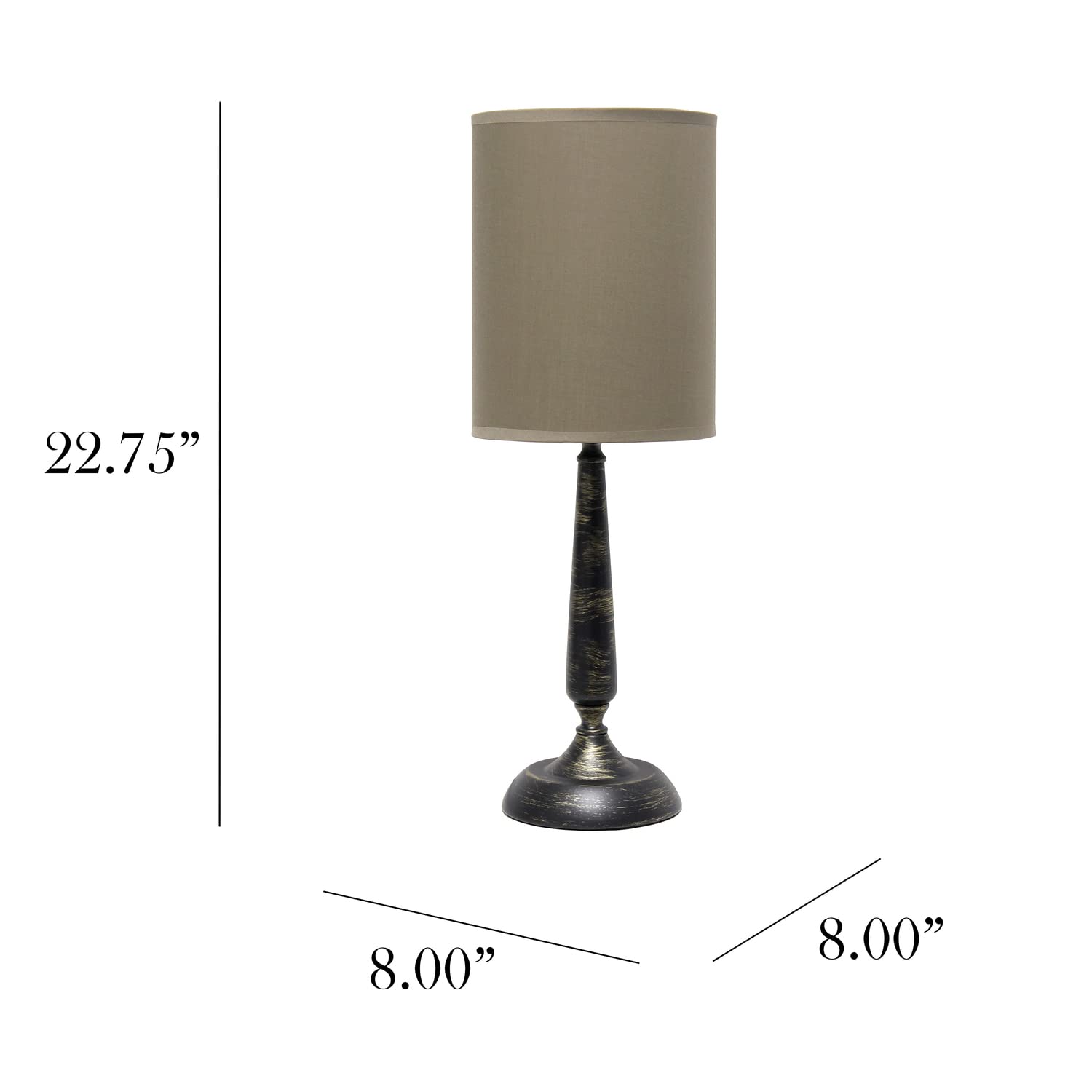 Simple Designs Table Lamp, Traditional Metal Iron, 8inL x 8inW x 22.75inH, Oil Rubbed Bronze, Model LT2075-ORB
