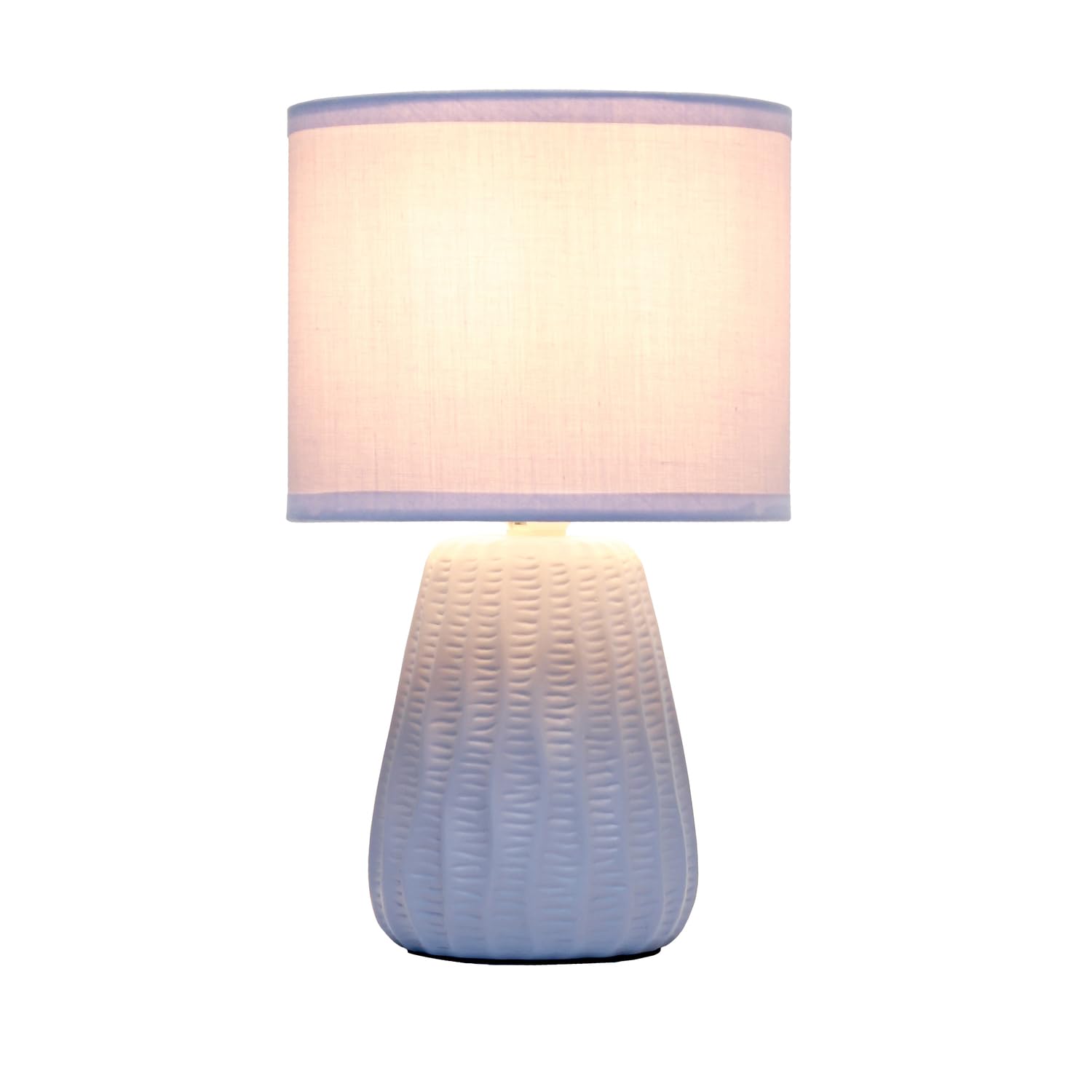 Simple Designs Ceramic Mini Lamp, Fabric Shade, 11inH, Periwinkle, Model LT1138-PWK, 6.5inL x 6.5inW