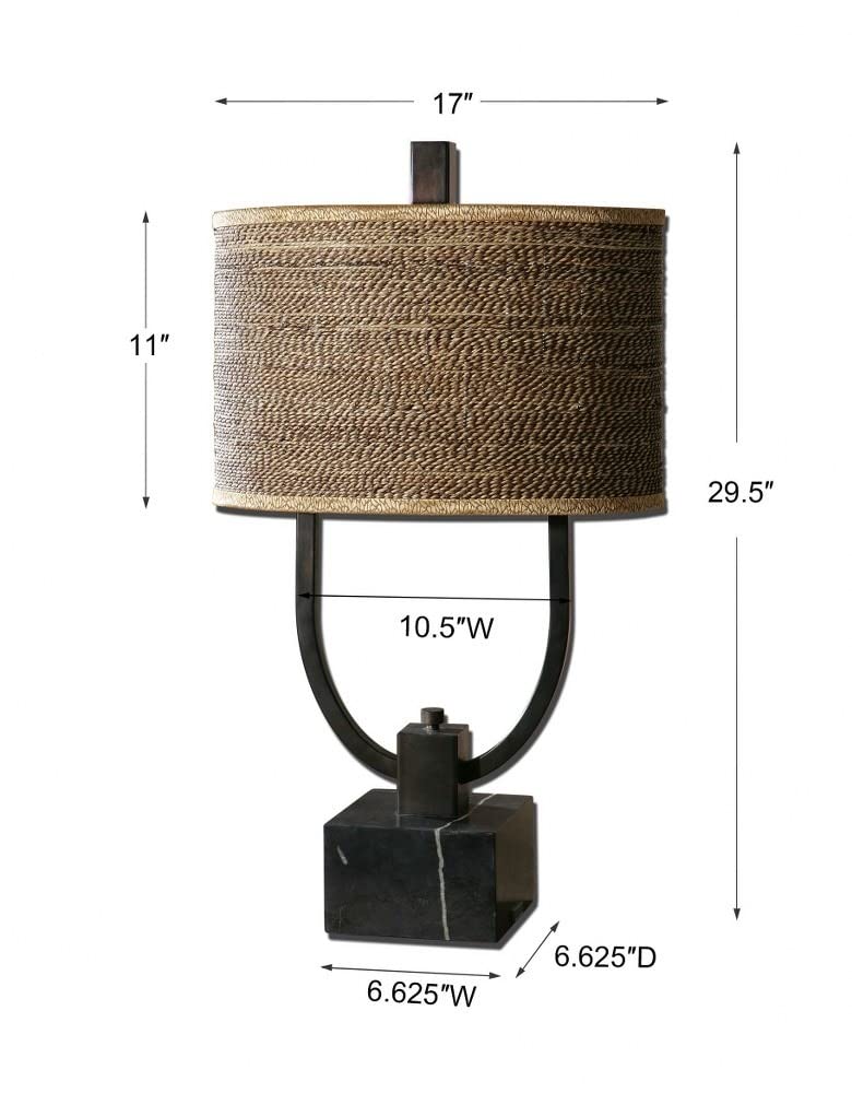Uttermost Stabina 2 Light Metal Table Lamp Oval Drum 29.5inL x 17inW Model 26541-1