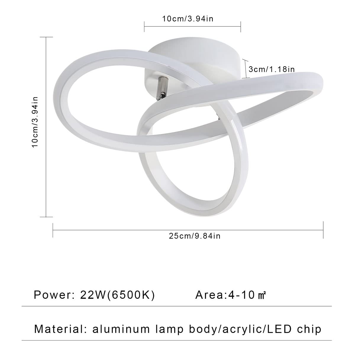 DAXGD Modern LED Ceiling Light, Aluminum Flush Mount, 6500K White, Model Sycxdd816, Ideal for Hallway, Kitchen, Balcony, Corridor