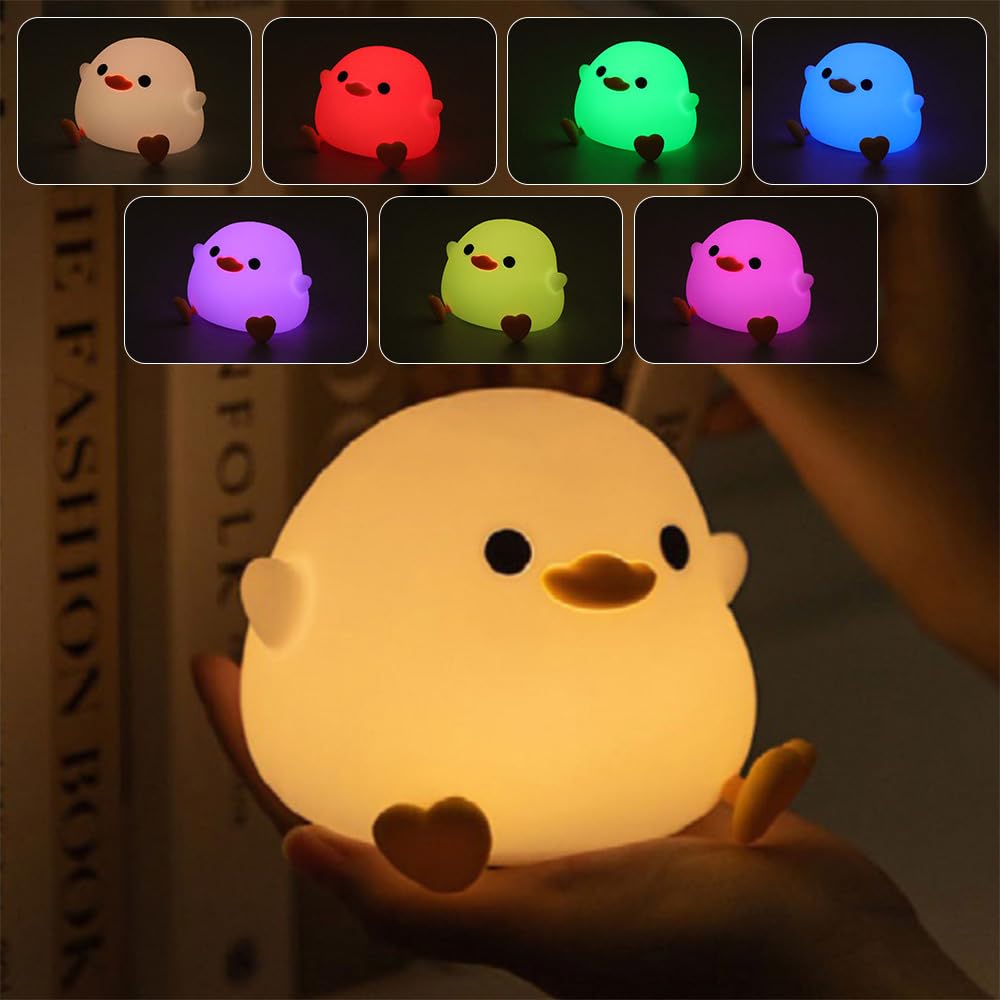 Ifthfour Dodo Duck Night Light  Led Cute Silicone Dimmable Nursery Lamp  Touch Sensor Lamp  Rgb & Warm White Light For Kids  Bedrooms  Dorm Decor  And Gift Ideas(Battery)