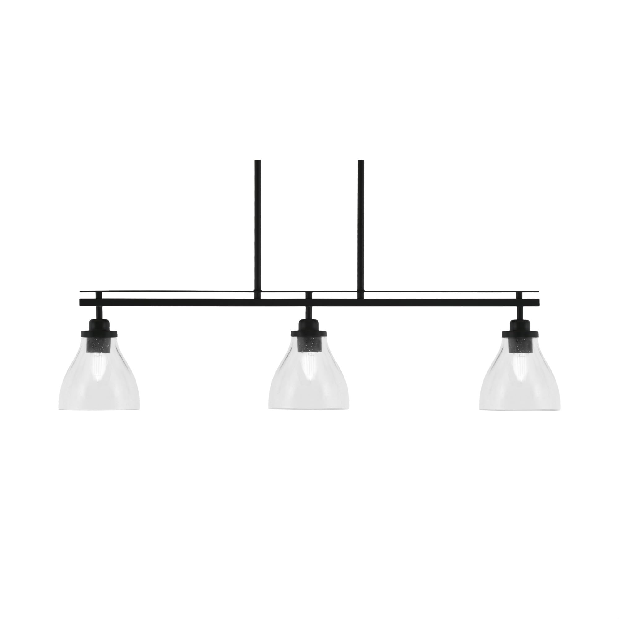 Toltec Lighting Odyssey 3 Light Island Light, Matte Black, 6.25in Clear Bubble Glass