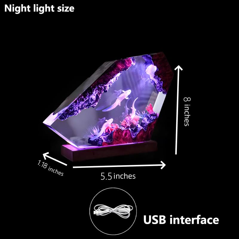 FOTN Axolotl Lamp Color Changing Handmade Resin Lamps Axolotl Night Light for Kids Decorative Unique Lamp for Bedroom (8 in)