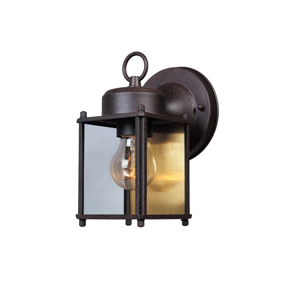 DESIGNERS FOUNTAIN Porch Outdoor Wall Lantern Sconce, 8in H, Rust Patina, Brass, Model 1161-RP