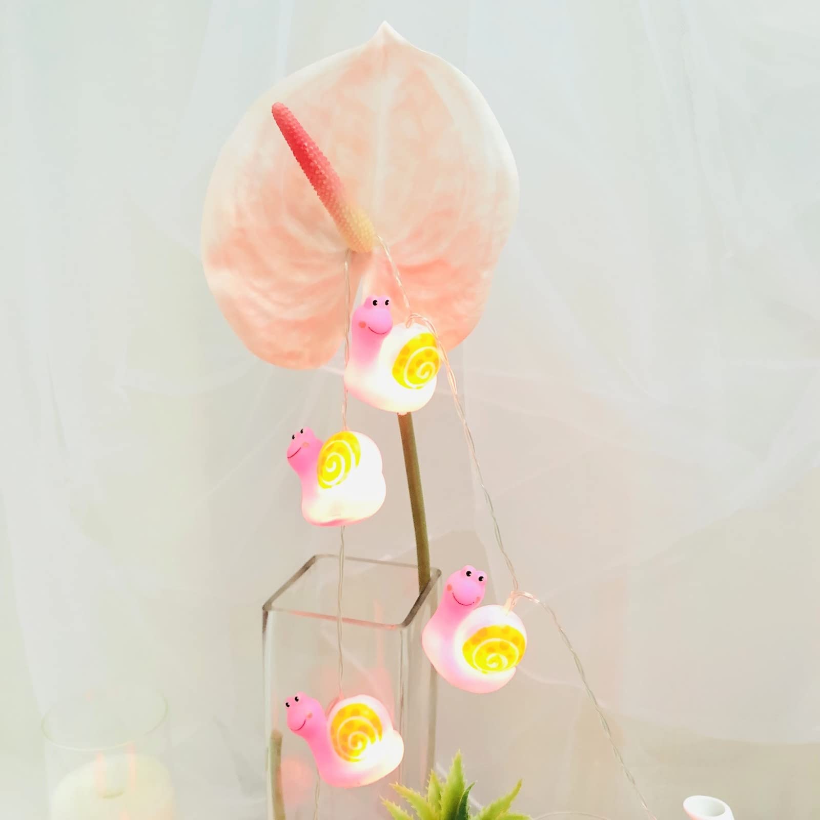 Cute Animal Snail Night Lights Snails String Lights 5.4Ft 10 Led Battery Operated Bedroom Fairy Lights For Children Bedroom Home Holiday Decortion (Snails, 1.65M/10Led)