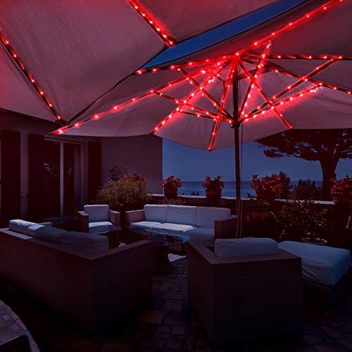 Frienda Patio Umbrella String Lights, 104 LEDs, 16 Colors, 4 Modes, USB Battery Operated, Waterproof, Model Frienda-Umbrella String Lights-02