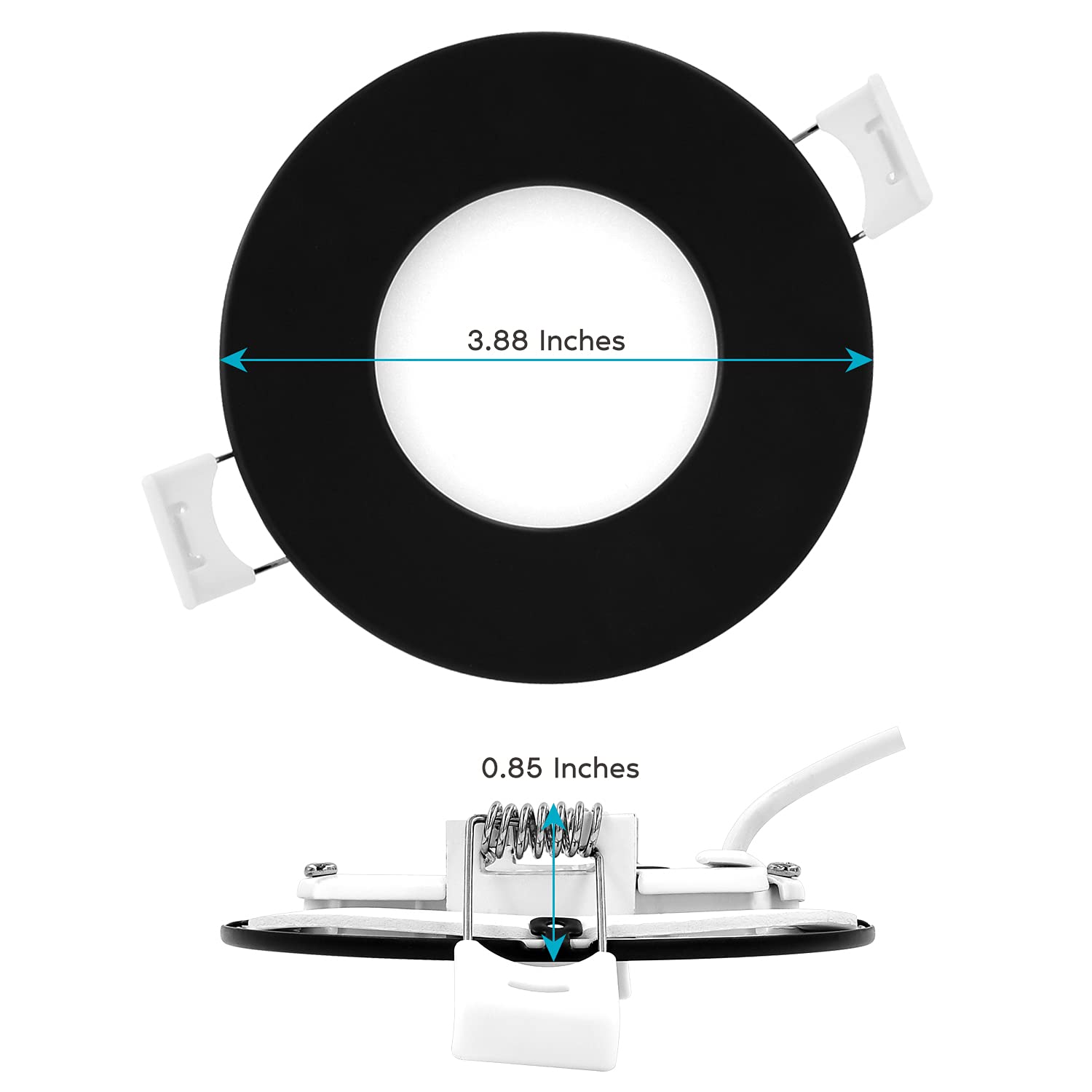 Luxrite 3 Inch Ultra Thin Led Recessed Light With Junction Box, 8W, 5 Color Options 2700K | 3000K | 3500K | 4000K | 5000K, Dimma