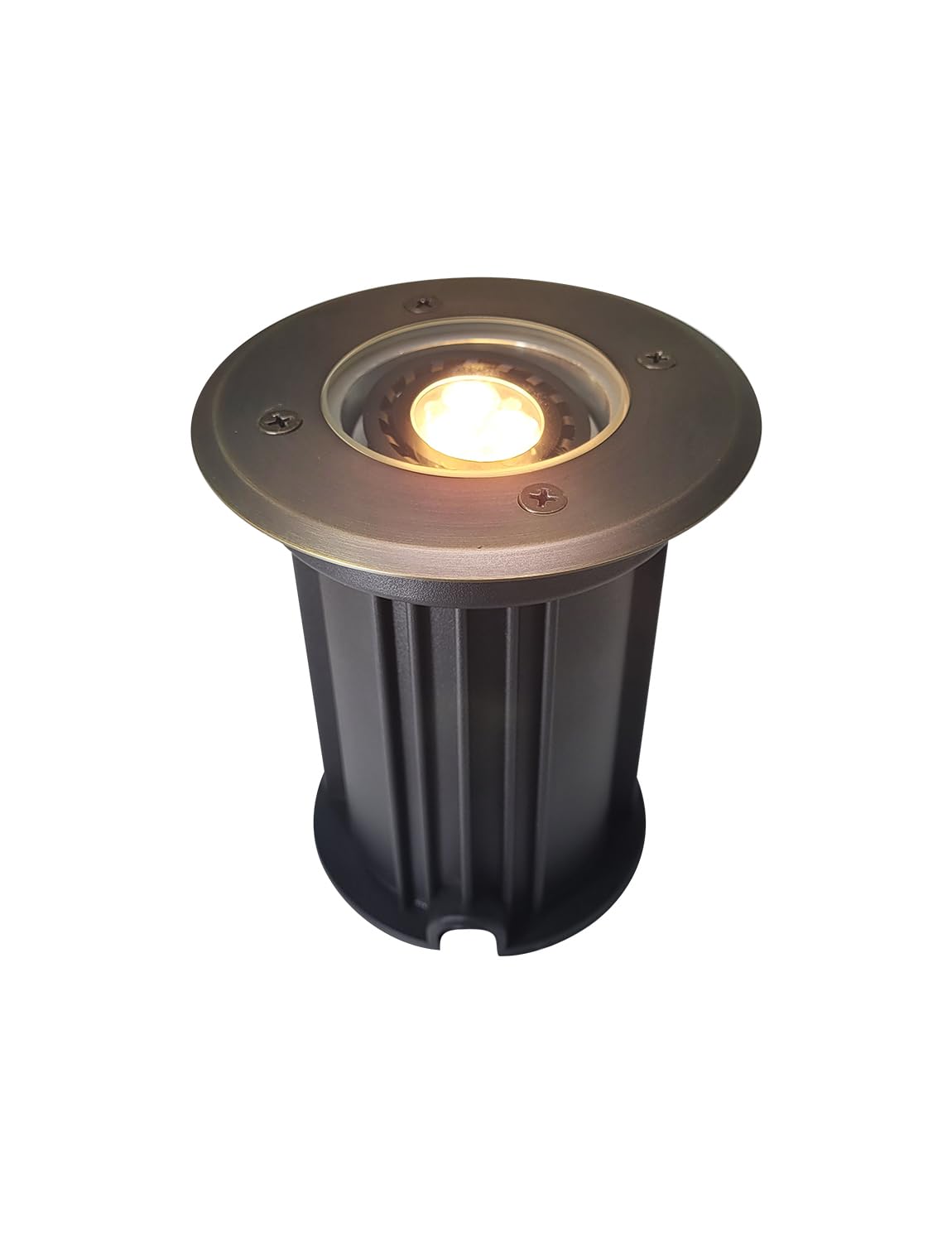 MALORY Brass Top Cover Landscape Well Lights  (6H) 12V Low Voltage Outdoor In Ground Lights Anti-Glare Waterproof Landscape Lighting for Pathway  Driveway (Shield Top  10-Pack Without Bulb)