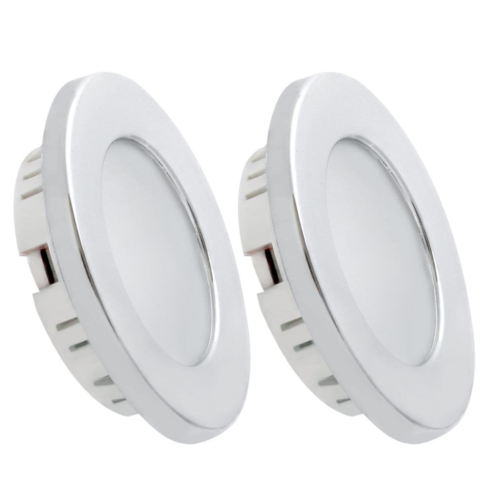 Dream Lighting 2W LED Ceiling Light Pack of 2 - Silver Shell Recessed Downlight, Model 0016002WX2, PC Lens