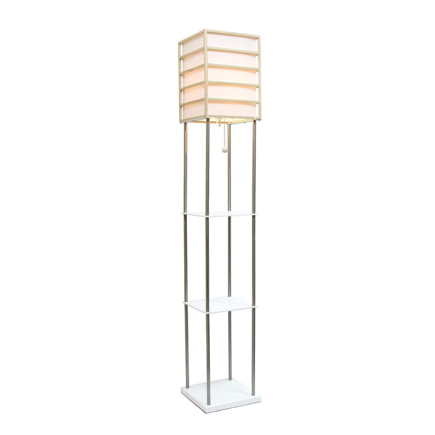 Simple Designs LF1022-LWD Metal Etagere Floor Lamp, Light Wood