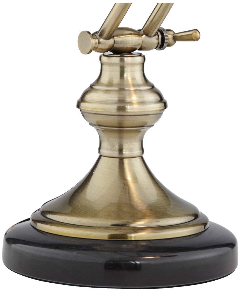 Regency Hill Banker Desk Lamp - 12in High, Antique Brass, Metal Shade, Adjustable Arm, Ideal for Living Room, Bedroom, Home Office
