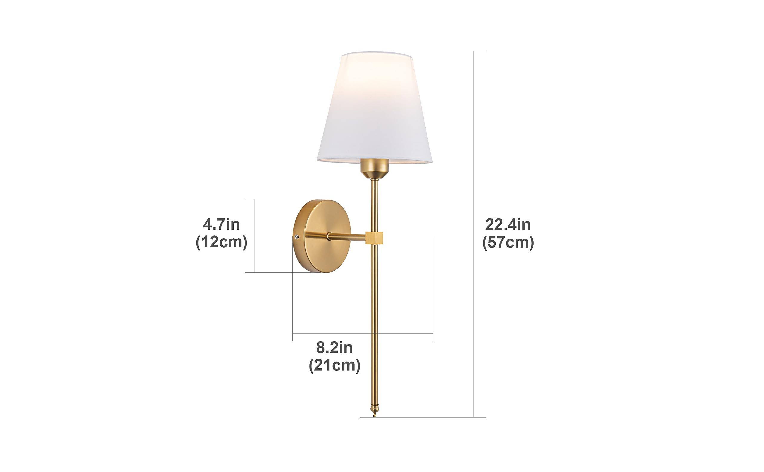 Jengush Gold Wall Sconces - Dimmable, Remote Control, Battery Operated, Set Of 2 For Living Room