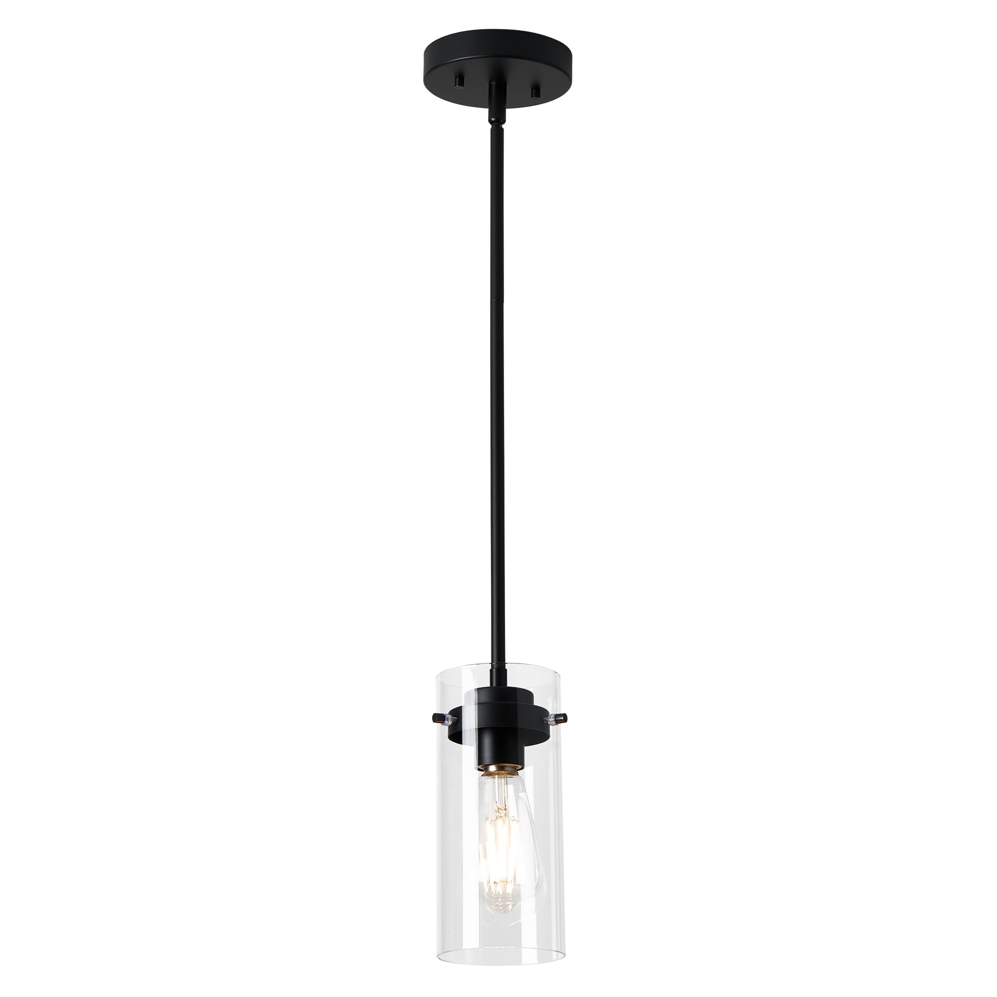 Eapudun Industrial Pendant Light, Clear Glass Shade, Vintage E26 Fixture For Kitchen & Dining