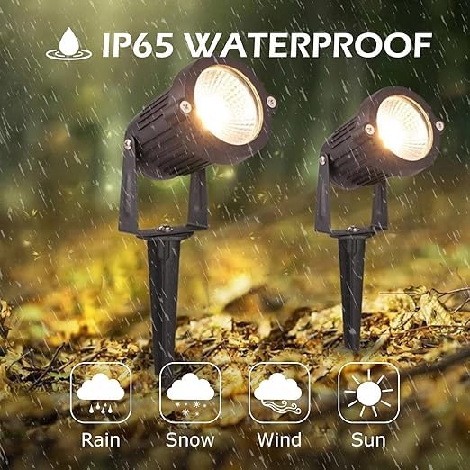 REEGOLD 7W LED Landscape Spotlights - 700LM Warm White, IP65 Waterproof, 12 Pack, 12V/24V for Garden, Pathway Lighting