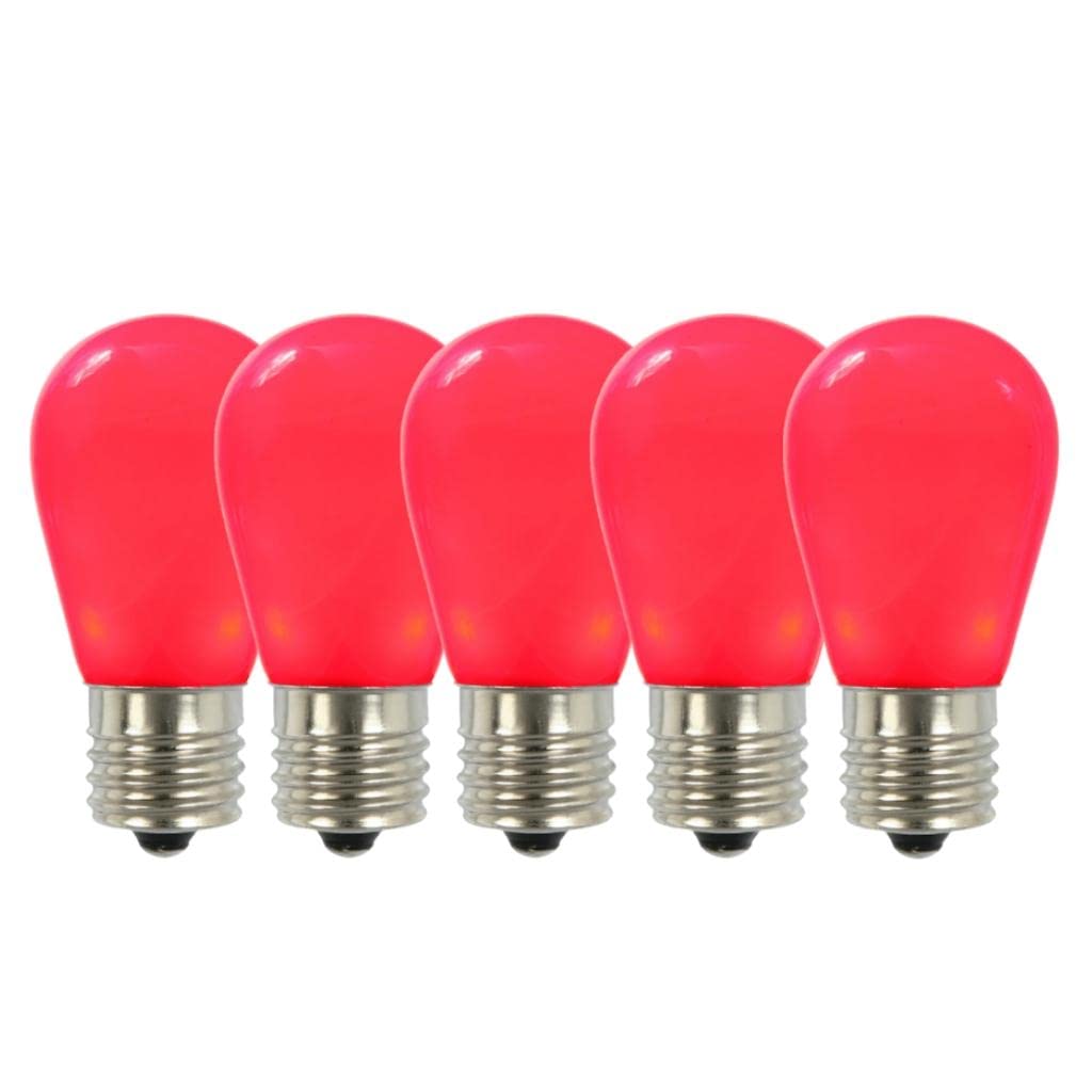 Vickerman 687390-1.3 watt 130 volt S14 Medium Screw Red Ceramic LED (5 pack) Christmas Light Bulbs (X14SC03-5)