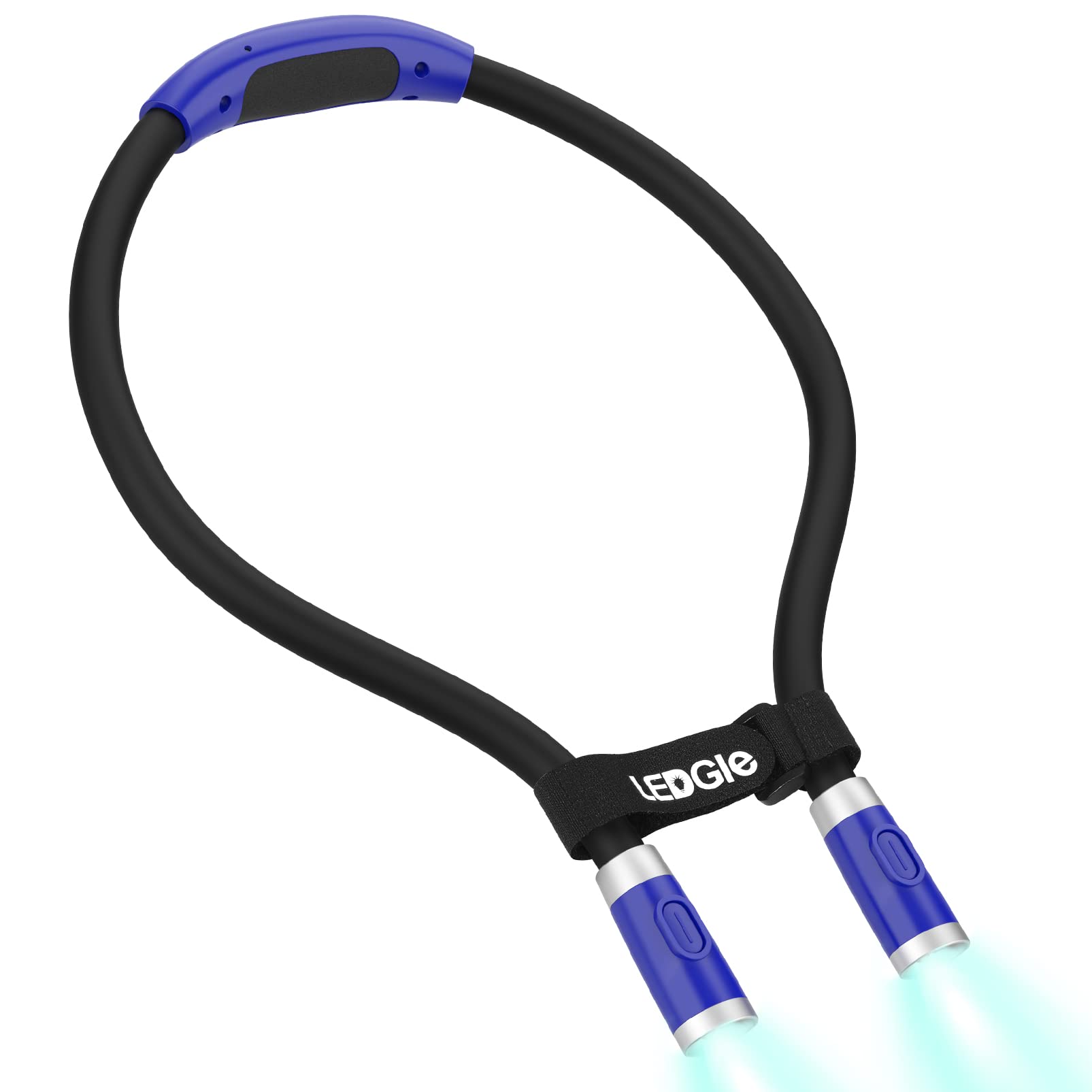 LEDGLE Neck Reading Light USB Rechargeable with 4 LEDs, 3 Brightness Levels, Flexible Silicone Arms, Navy Blue, Model SYNCHKG118163