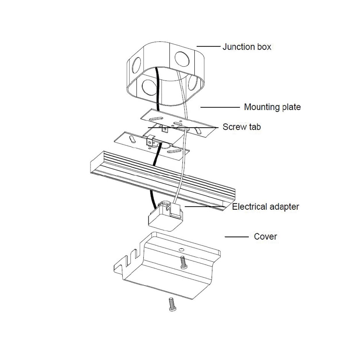 Wac Lighting H Track 120V Floating Canopy Connector To Power Track From Electric Box For H Style 3-Wire Track Systems In White