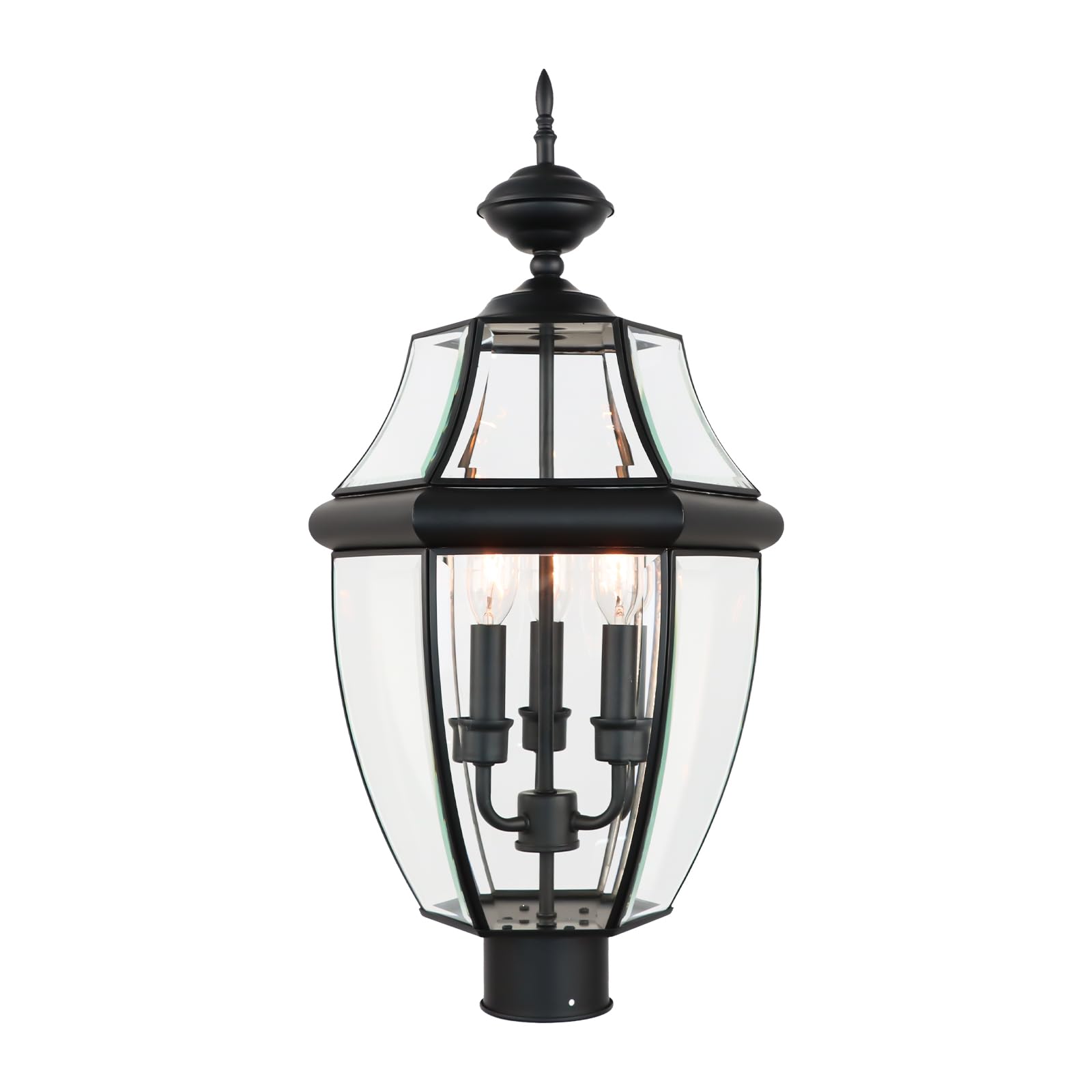 Kalium Outdoor Post Lights, 3 Light Lamp Post Light Fixture Hardwired with Clear Beveled Glass, 23 Large Waterproof Lamp Pillar 