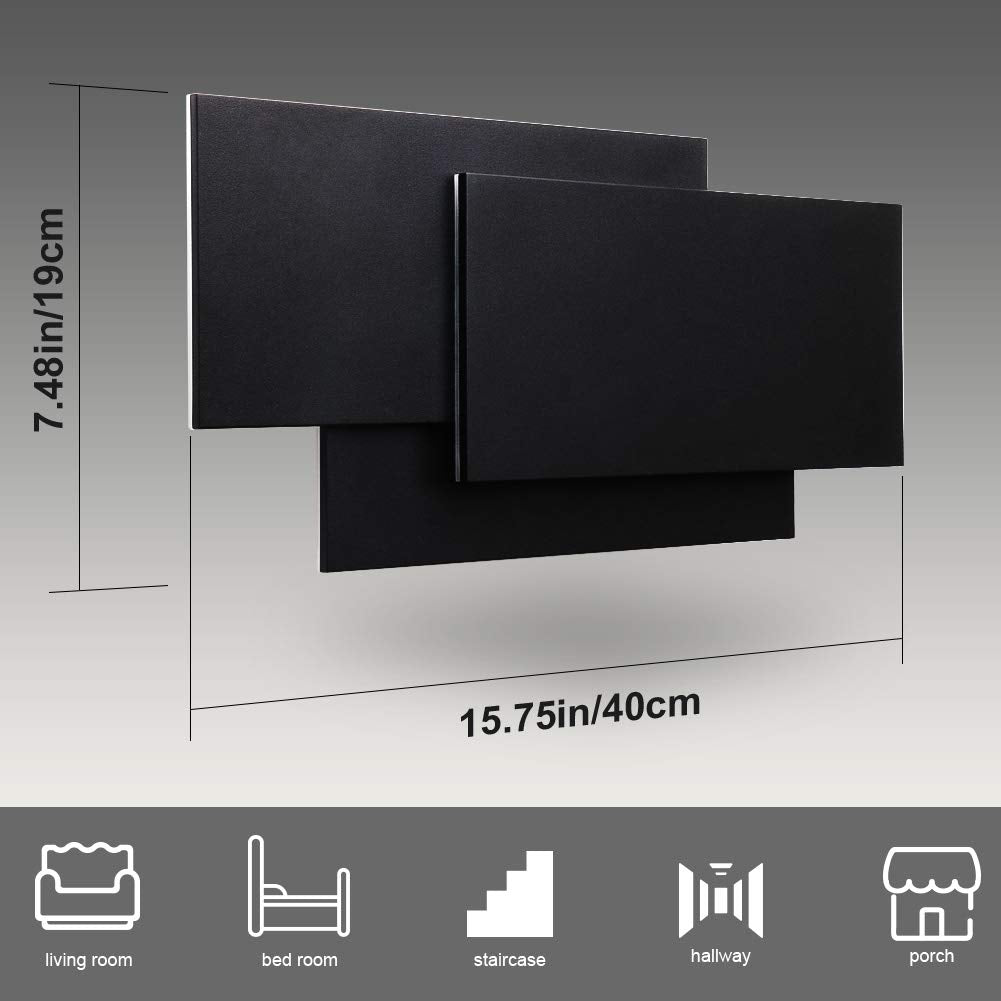Ralbay LED Wall Sconce, Matte Black, 15.75in/36W, Aluminum, Natural White 4000K, Model 6809