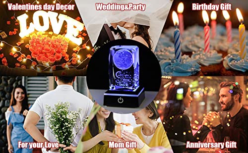 Movdyka I Love You to the Moon & Back Crystal Engraved Gifts for Mom from Daughter - Unique Anniversary & Birthday Present
