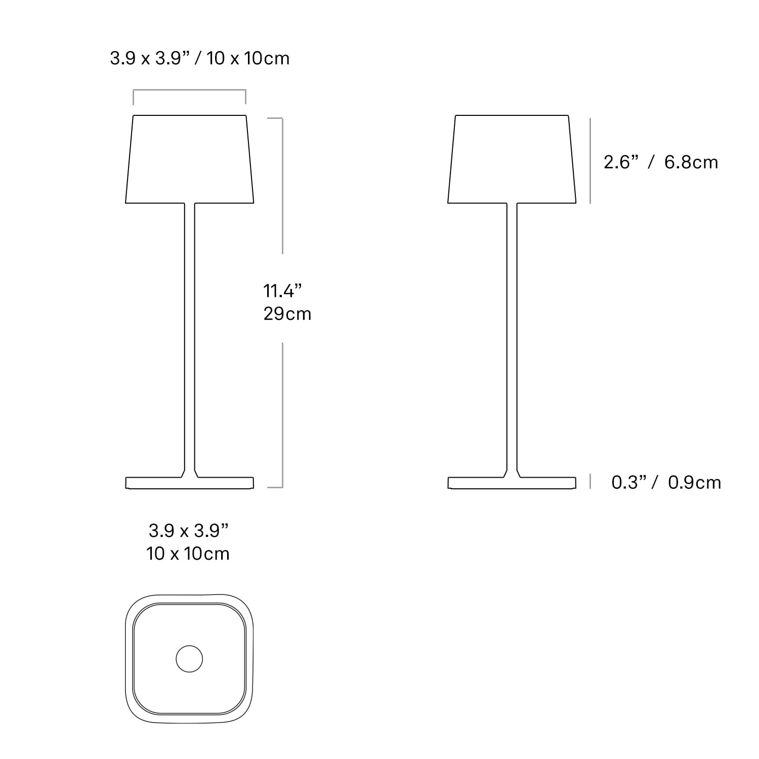 Zafferano Ofelia Pro Rechargeable Cordless Table Lamp, Aluminum, Touch Control, 12 Inches, Rust Color, Model LD0870R4