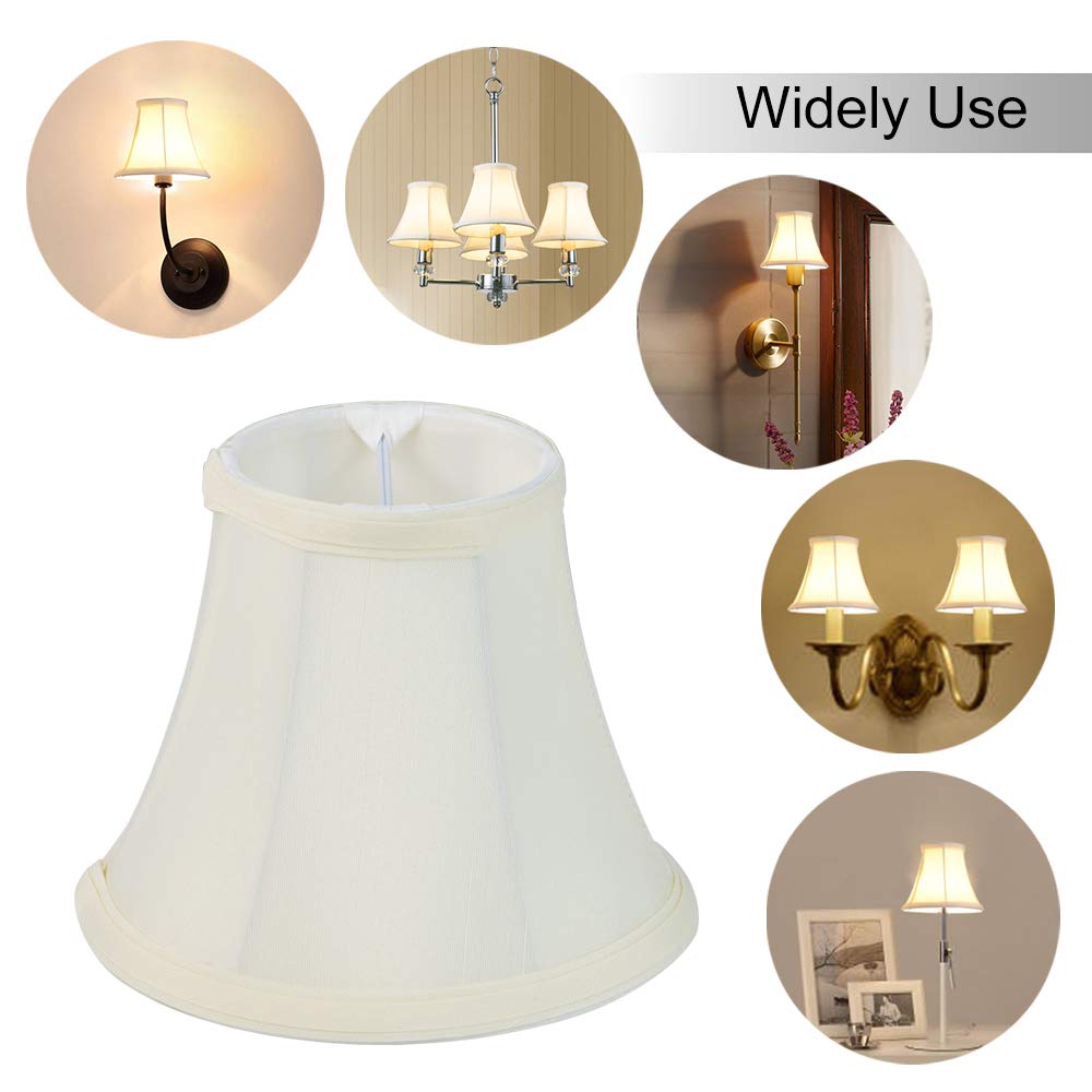 Wellmet Chandelier Shades, Clip-On Fitter For Candelabra Bulbs, 3X6X5, Cream White Fabric, 6 Pcs Set, Model Lp-Line-Cream White