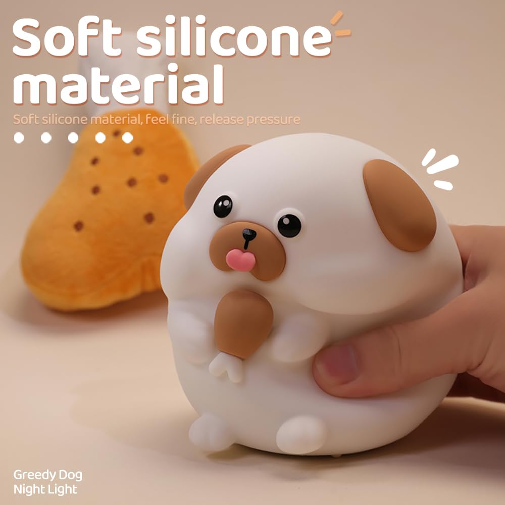 S Nmt Cute Dog Silicone Night Light 7 Colors Changeable 3 Brightness Rechargeable Timing Sleeping Lamp Kawaii Cordless Night Lig