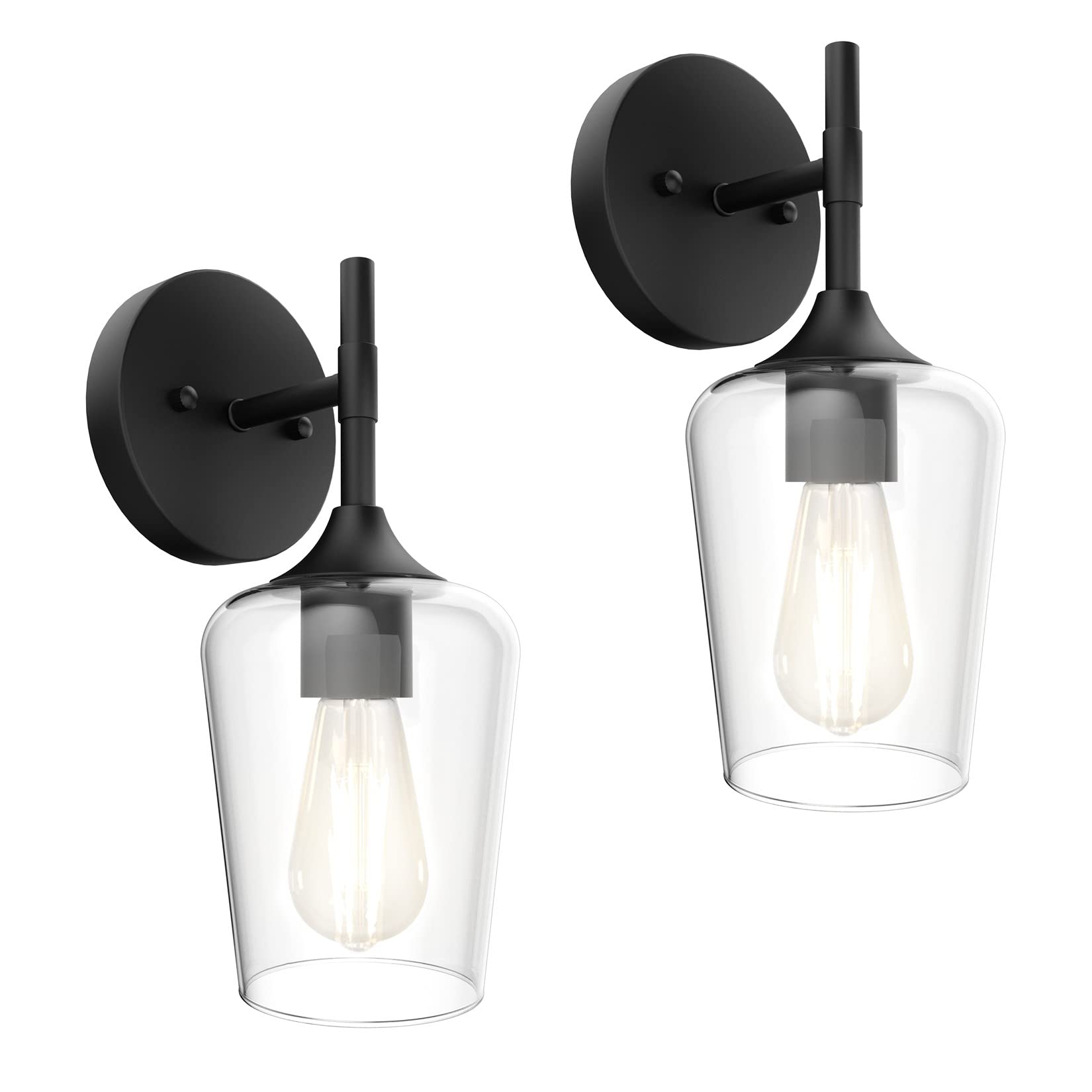 Ralbay Matte Black Bathroom Light Fixture 6-Light Industrial Metal with Clear Glass Vintage Farmhouse Model 1117