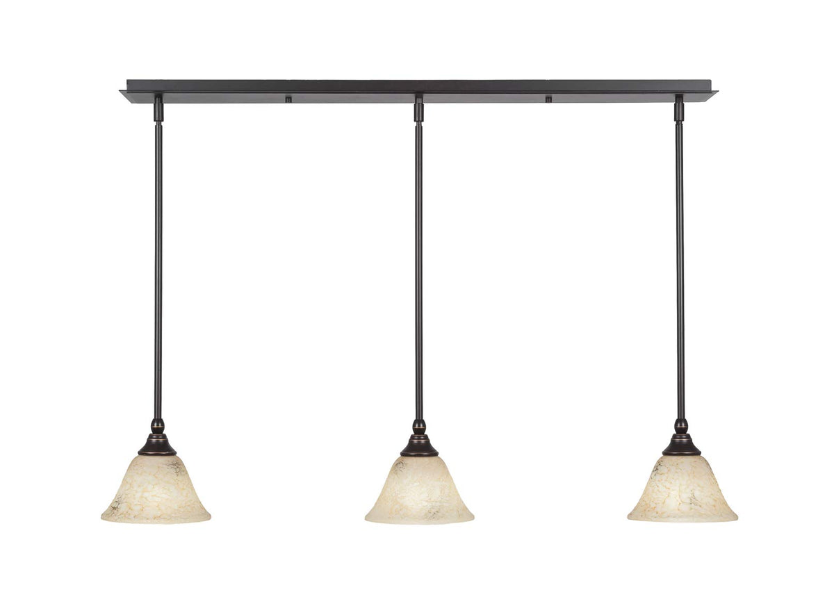 Toltec Lighting 3 Light Linear Pendalier In Dark Granite (36-Dg-508)