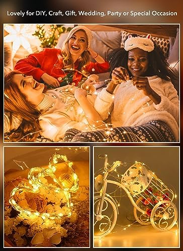 Brightown LED Fairy Lights 12 Pack - 7ft Warm White Copper String Lights, Waterproof for Crafts, Weddings, Parties, Christmas