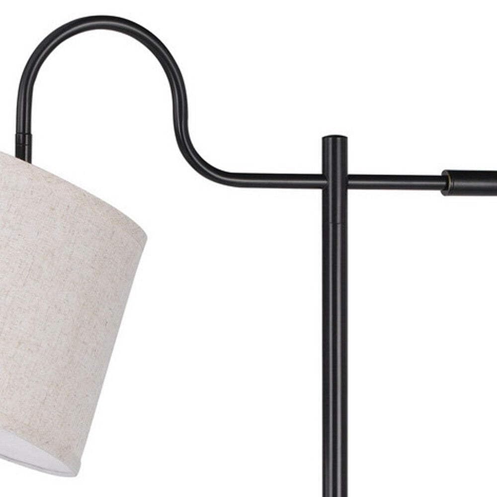 HomeRoots Floor Lamp, 63 in. Adjustable, Traditional Style, Metal, Gray Square Shade, Bronze Finish