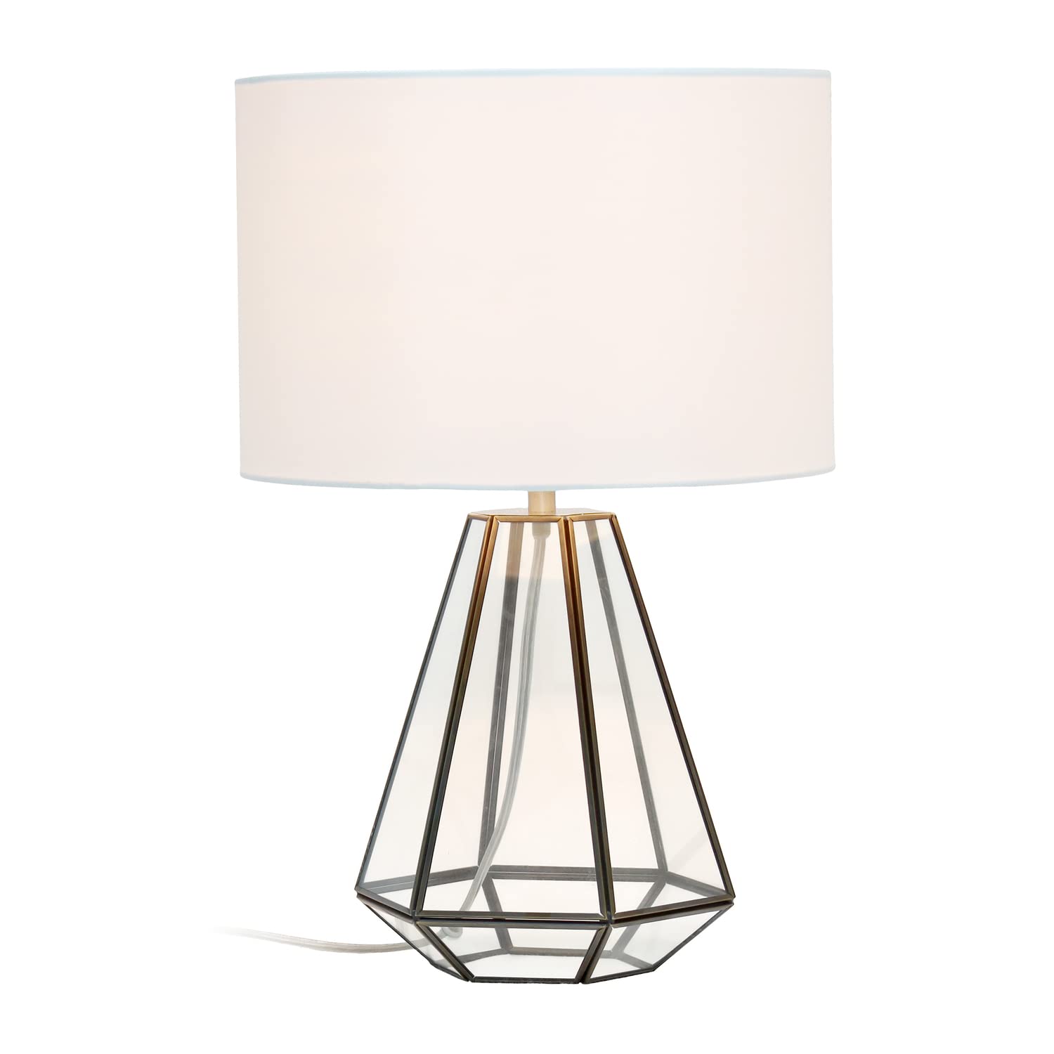 LALIA HOME Triagonal Table Lamp, Brass/Glass, 12"L x 12"W x 18.25"H, Model LHT-4009-BR