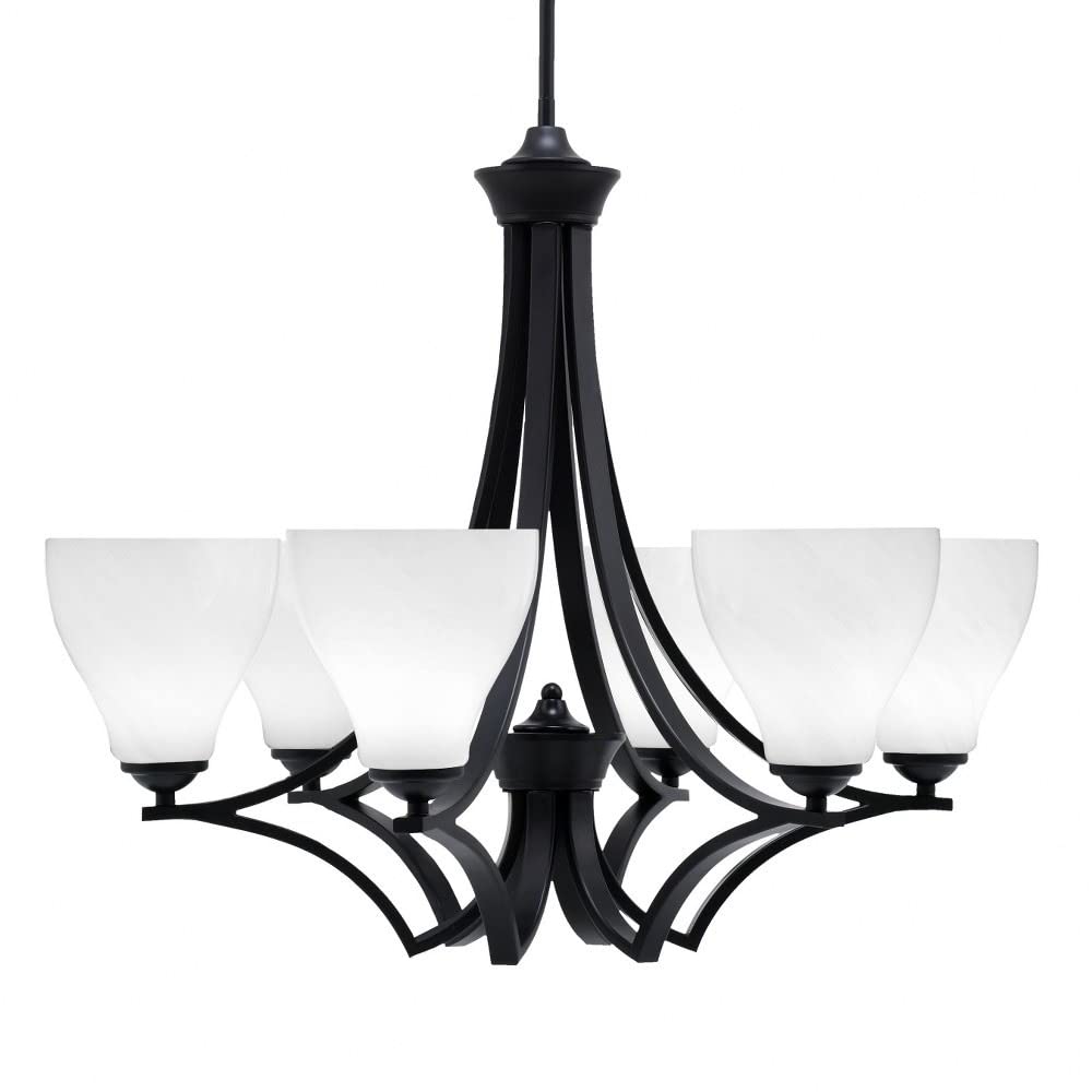 Toltec Lighting 566-Mb-4761 Zilo - 6 Light Uplight Chandelier-23 Inches Tall And 26.75 Inches Wide, Finish Color: Matte Black, Glass Color: White Marble
