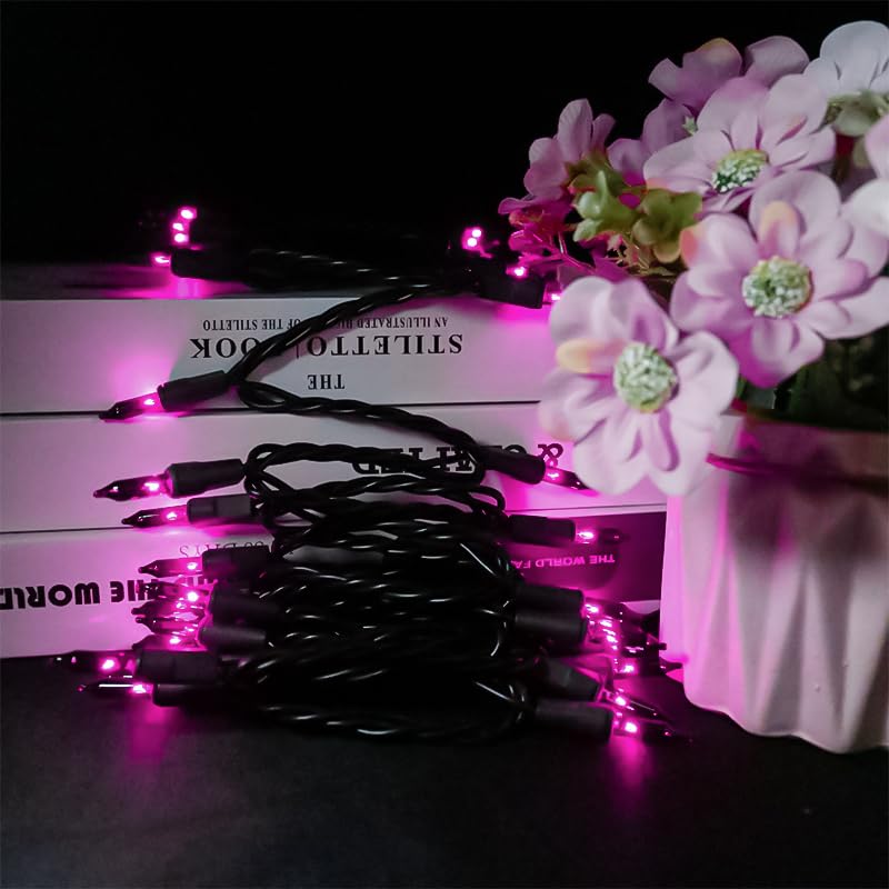 Multi-Sparking Halloween Lights Purple 35 Count - Incandescent Christmas Lights Indoor Mini Halloween String Lights For Outdoor Halloween Decorations, 8.5 Feet Black Wire Purple Lights