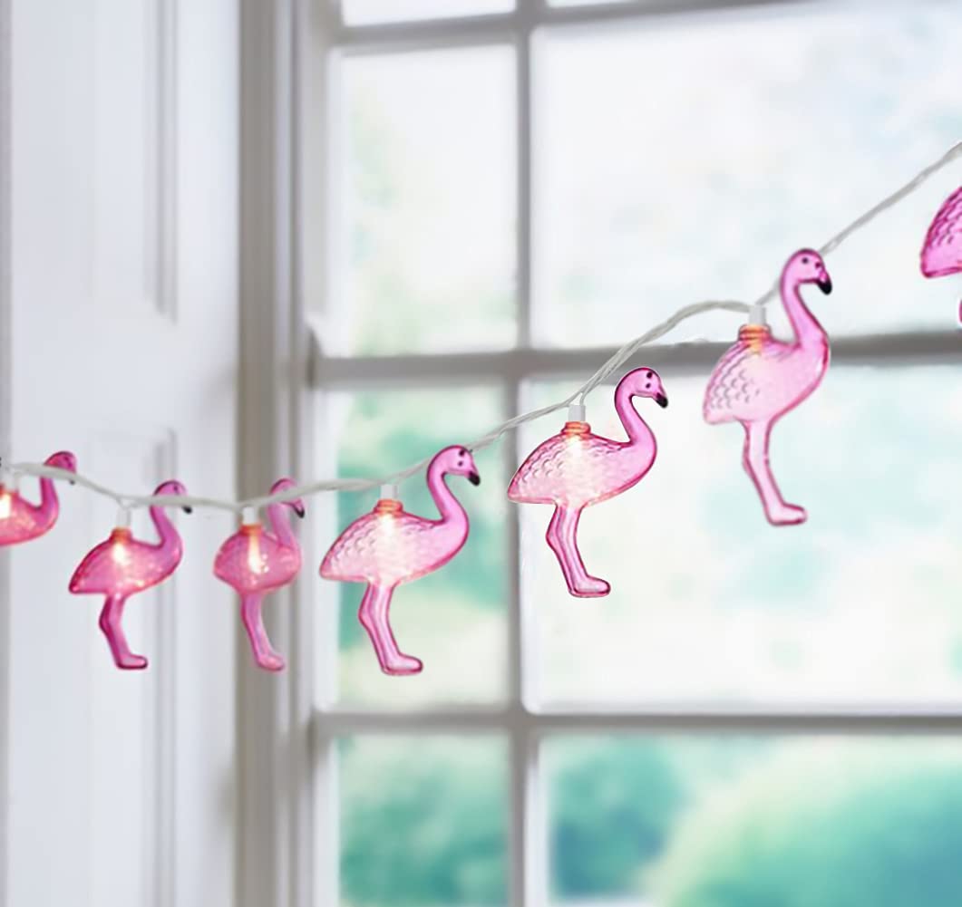8.5Ft Outdoor Pink Flamingo String Lights With 14 Mini Incandescent Bulbs(4 Spare), Tropical Patio Fairy Decorations Lights Ul Listed For Summer Camping Bedroom Beach Birthday Party Wedding Decor