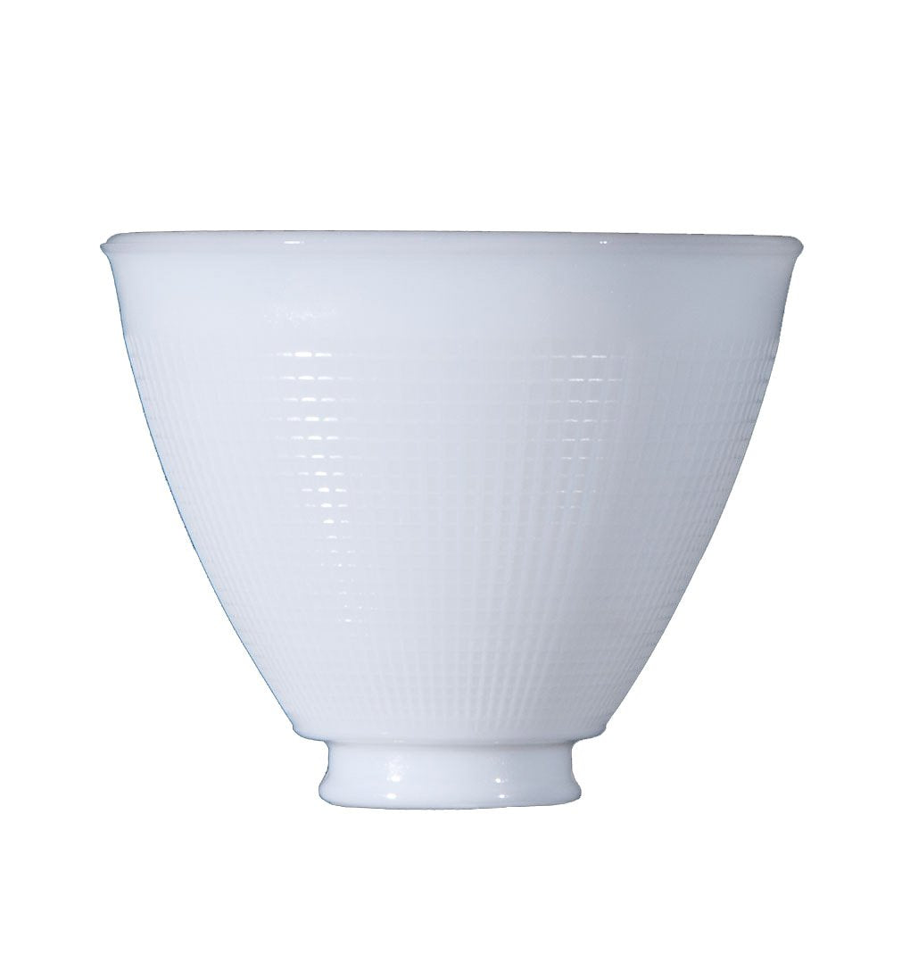 B&P Lamp White Opal Glass Reflector Shade 6 Inch Diameter Waffle Pattern Model 8390ALS