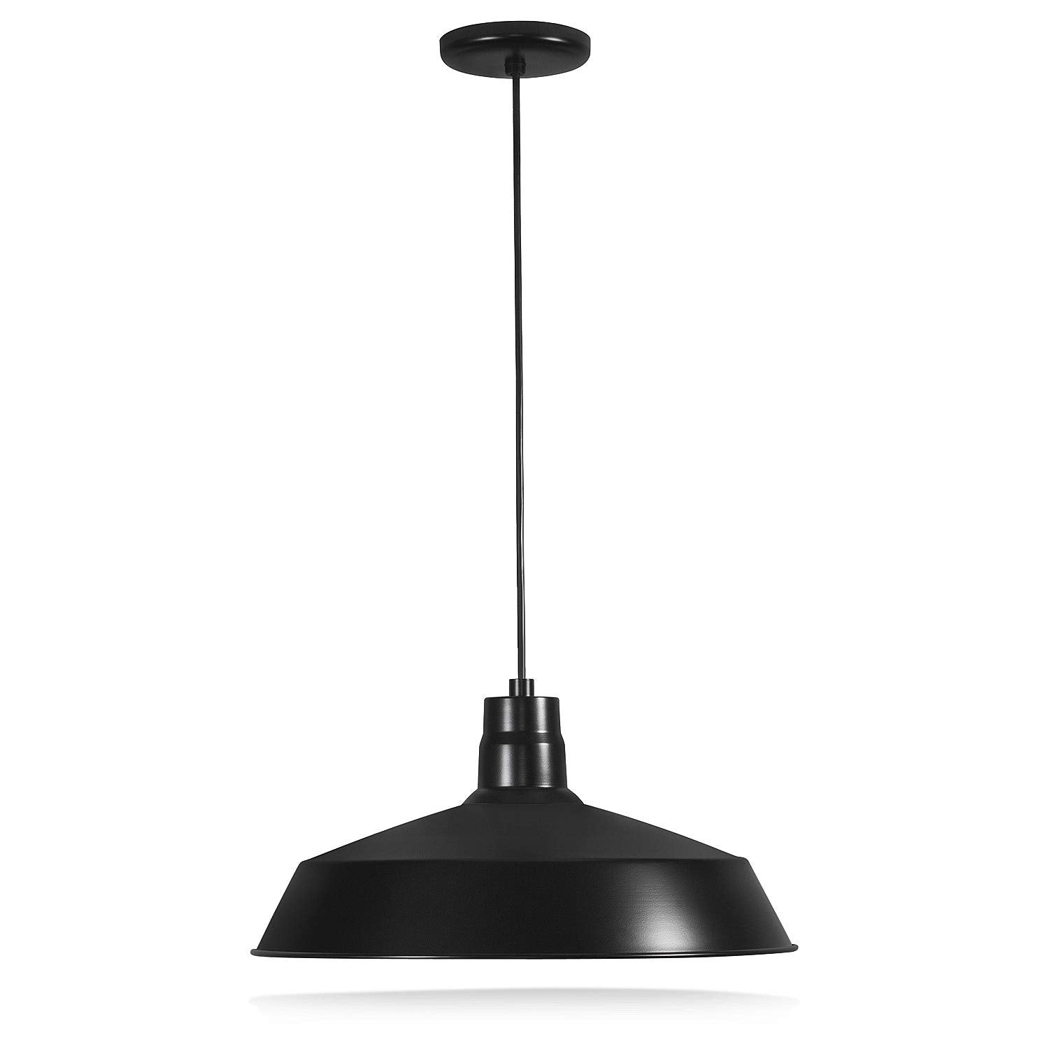 17-inch Industrial Black Pendant Barn Light Fixture with 10ft Adjustable Cord, Ceiling-Mounted Vintage Hanging Light Fixture for