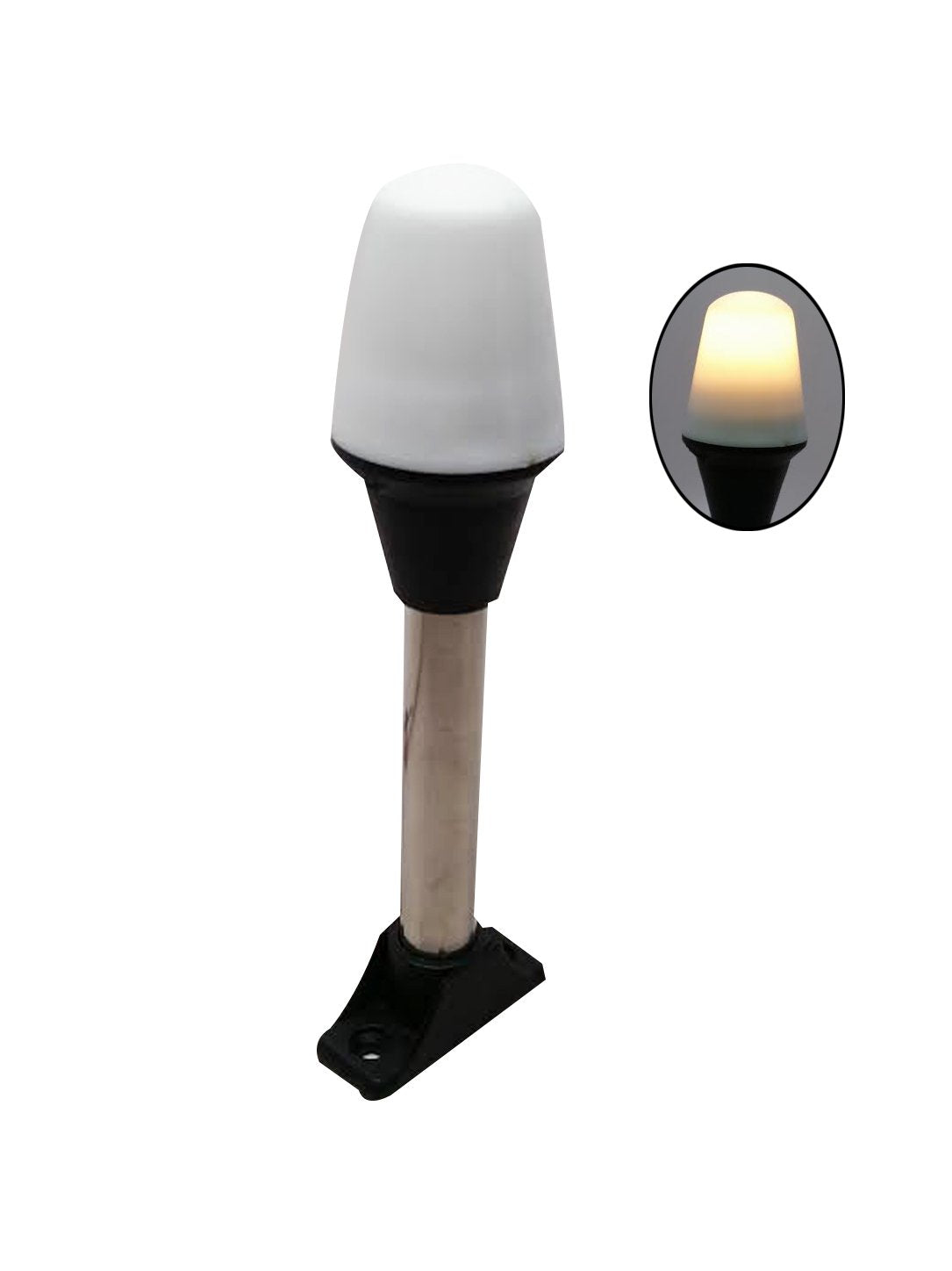 Pactrade Marine All-Round Boat Navigation Lights - 8.25-Inch Incandescent White Stern Light - Fixed Base - Silver/Black