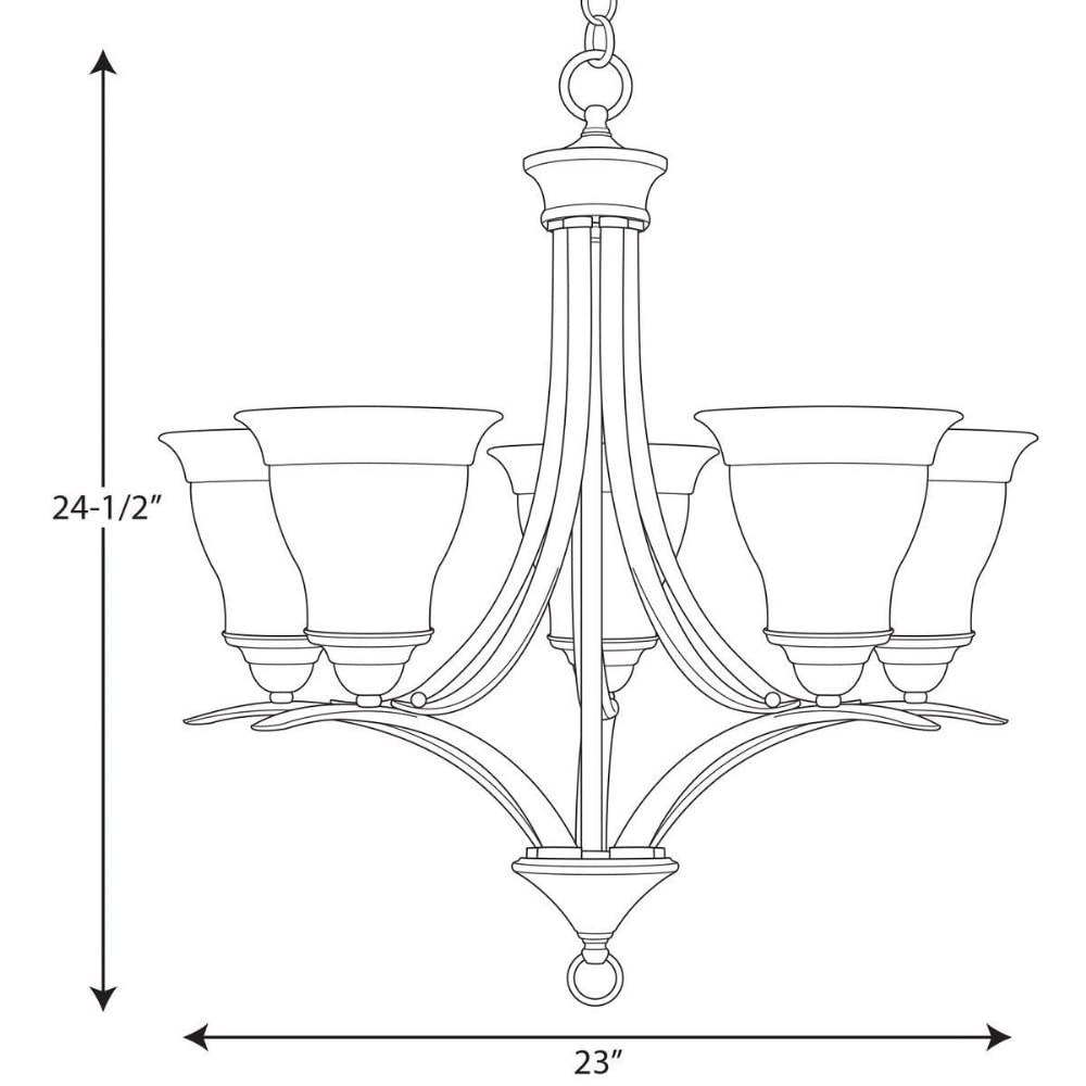 Trinity Collection 5-Light Etched Glass Traditional Chandelier Light Brushed Nickel